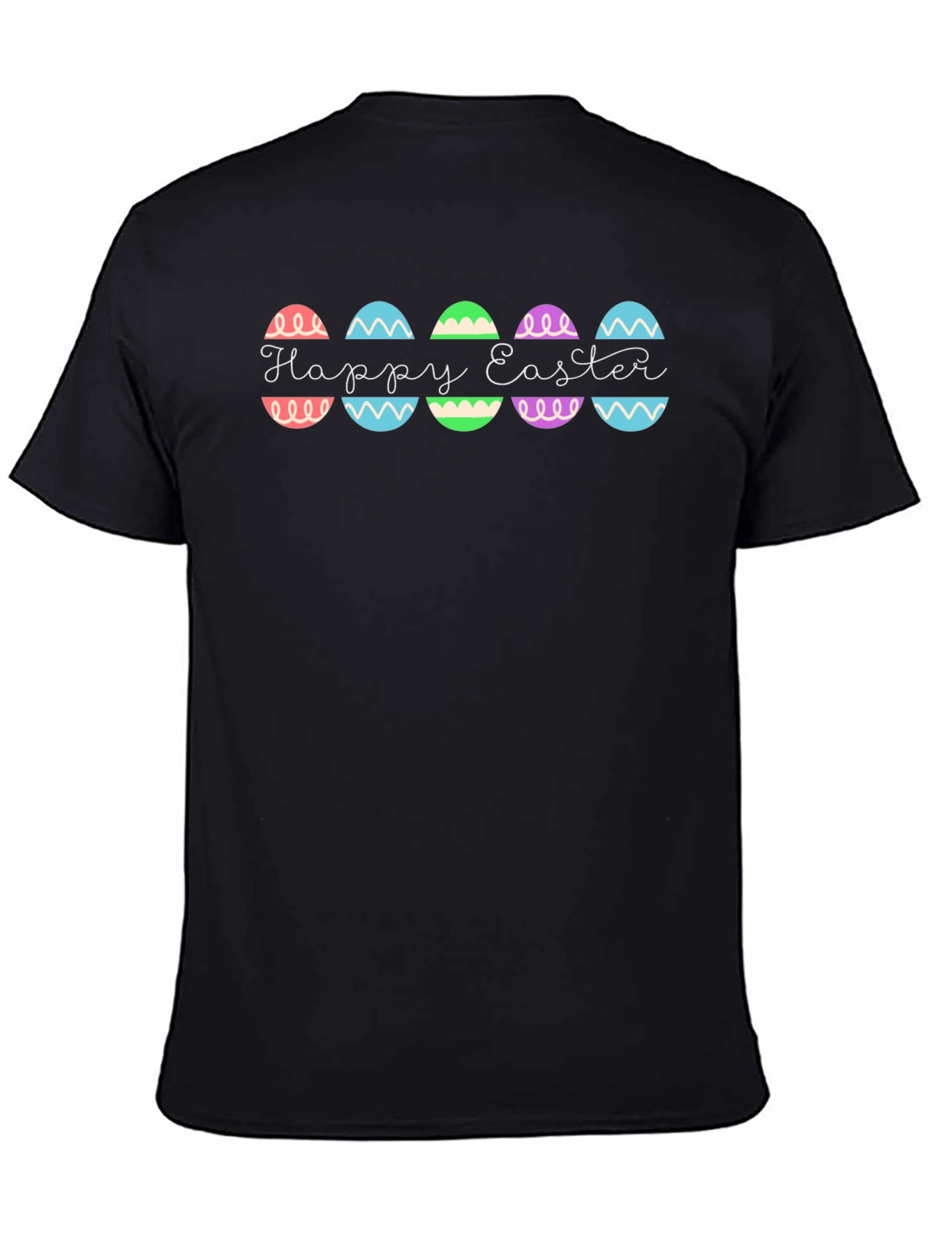 Happy Easter Egg Design Black T-Shirt
