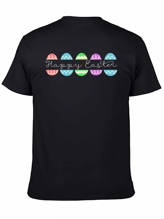 Happy Easter Egg Design Black T-Shirt
