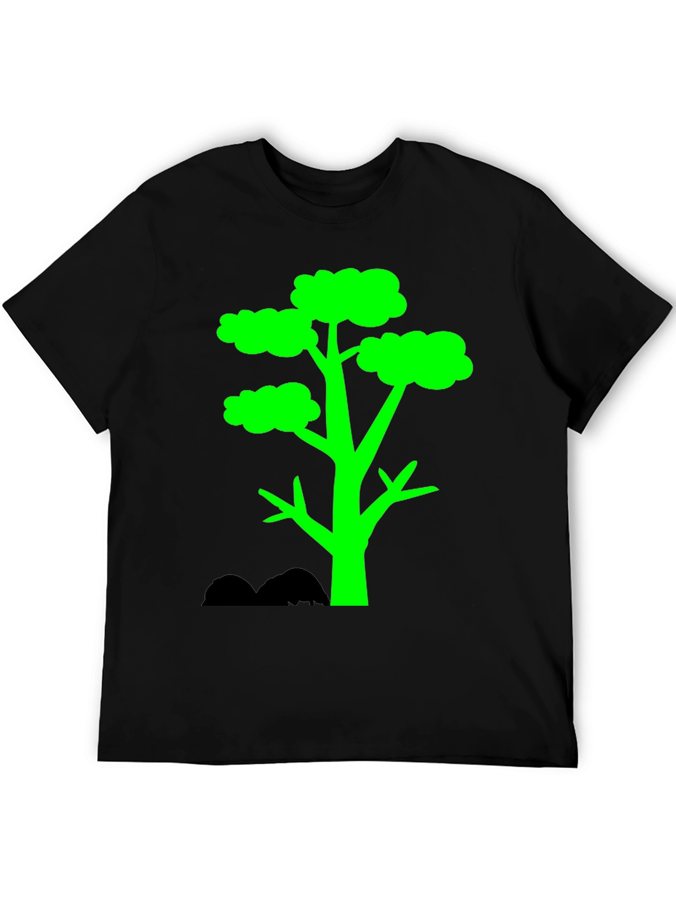 Green Tree Graphic Tee - Stylish Black T-Shirt