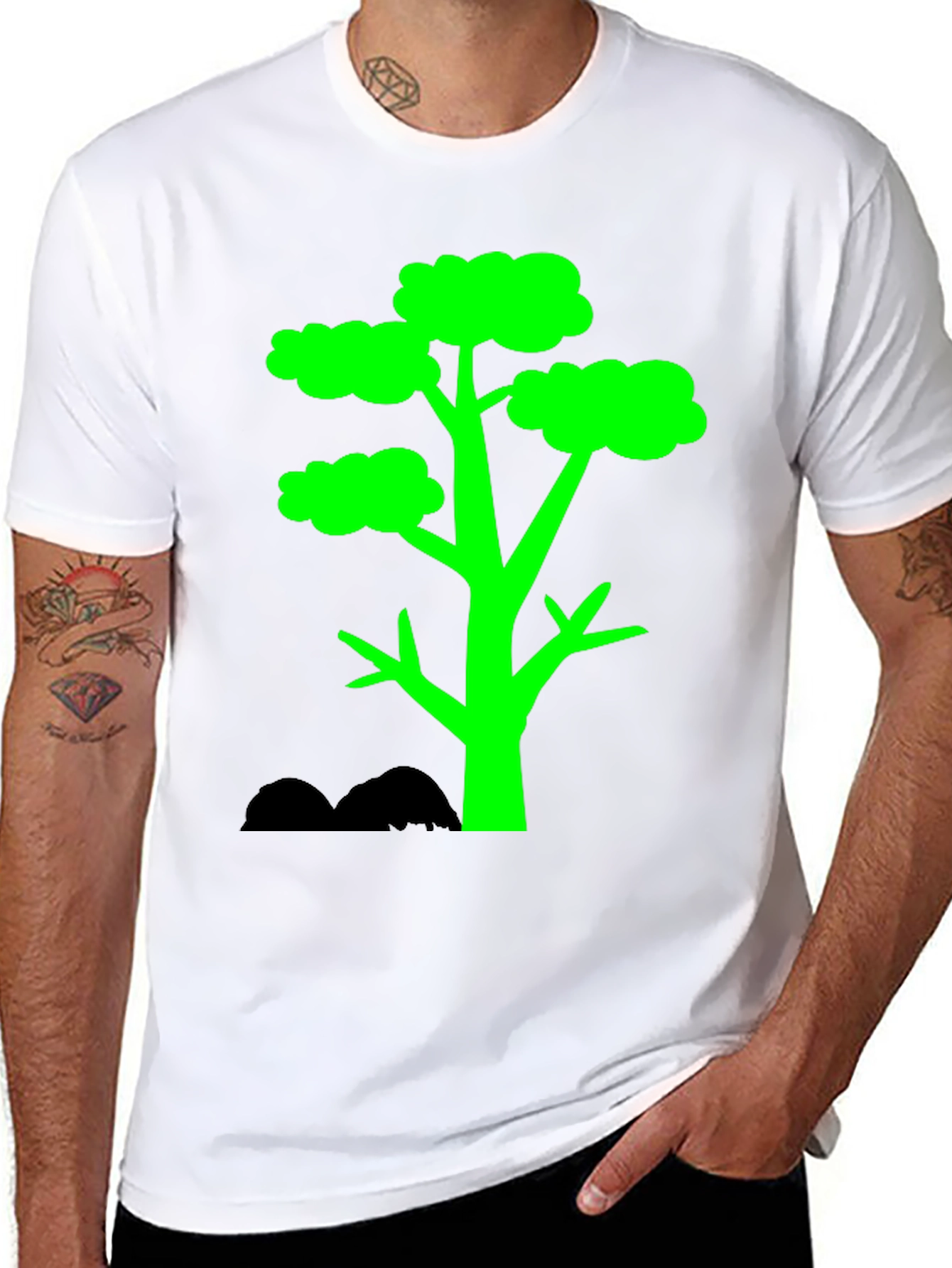 Green Tree Graphic Tee - Stylish Black T-Shirt