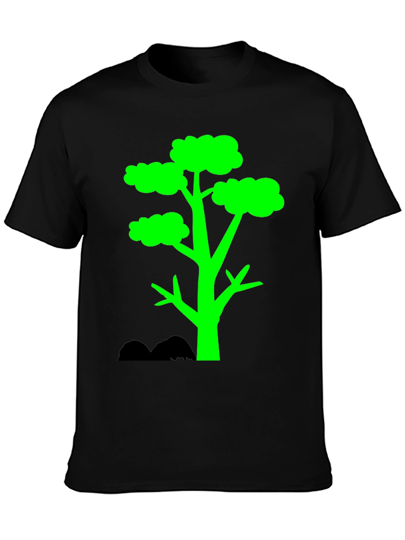 Green Tree Graphic Tee - Stylish Black T-Shirt