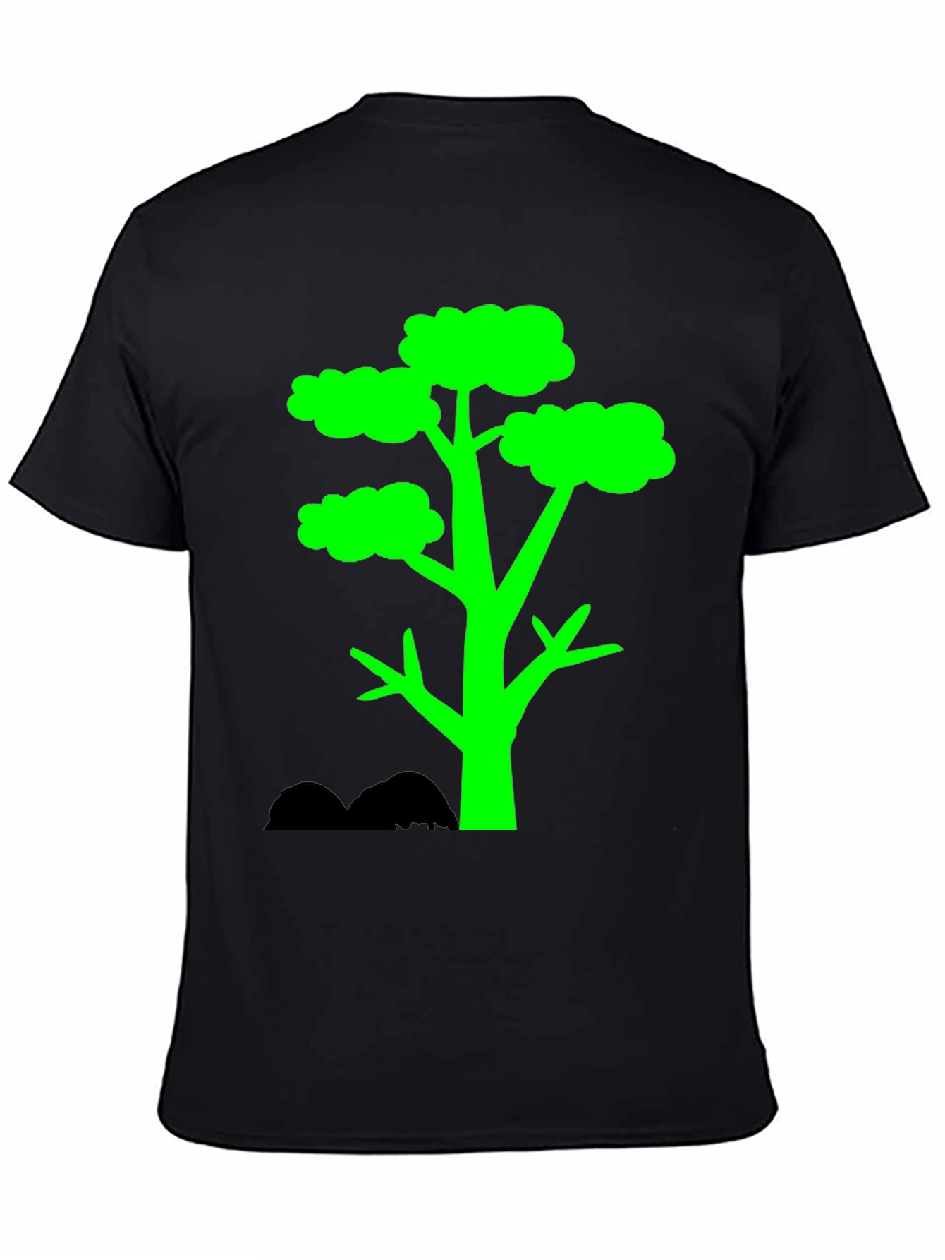 Green Tree Graphic Tee - Stylish Black T-Shirt