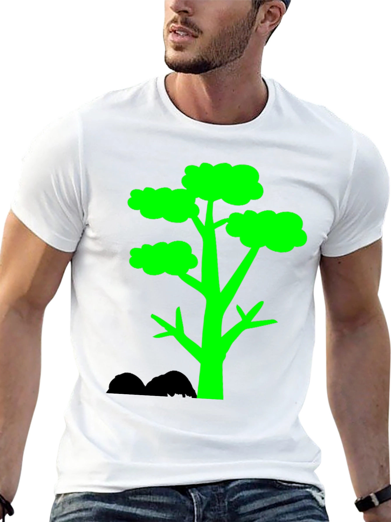 Green Tree Graphic Tee - Stylish Black T-Shirt