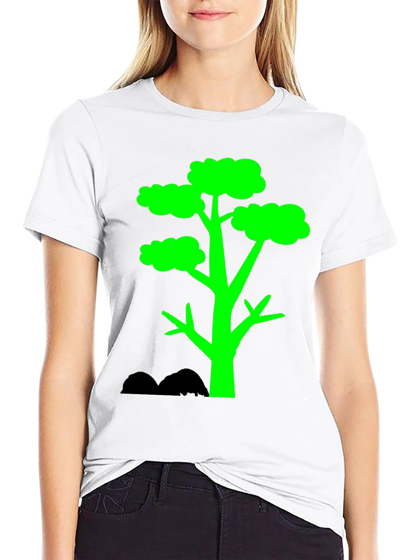 Green Tree Graphic Tee - Stylish Black T-Shirt