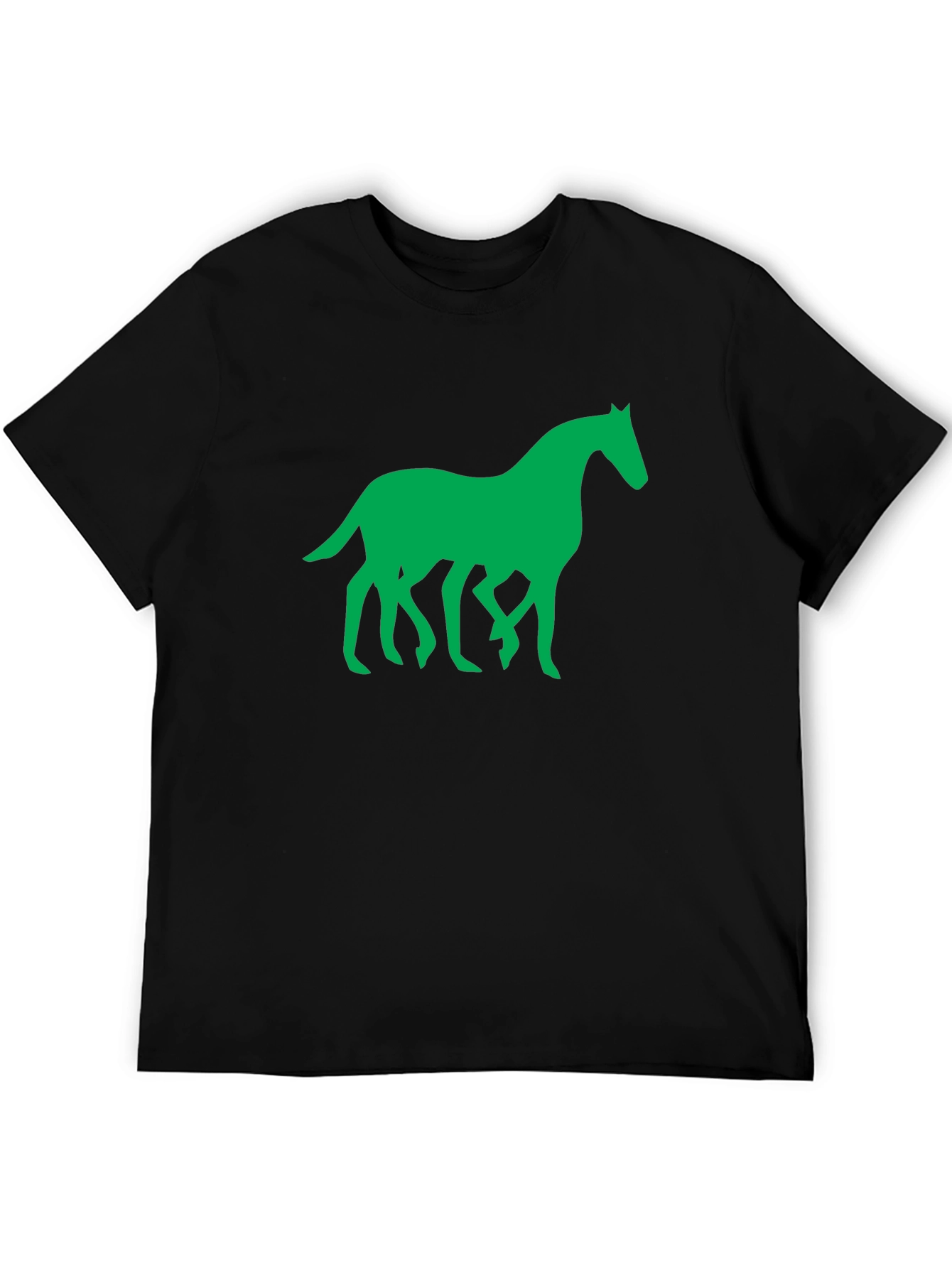 Green Horse Graphic Black T-Shirt