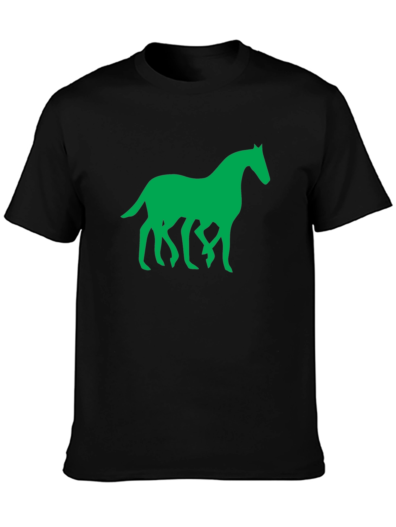 Green Horse Graphic Black T-Shirt