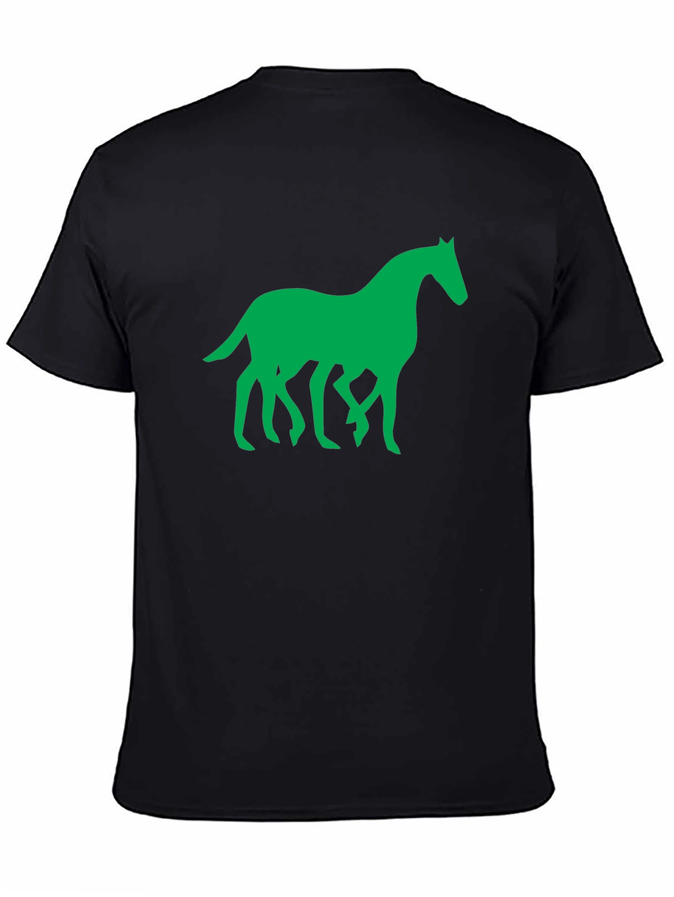 Green Horse Graphic Black T-Shirt