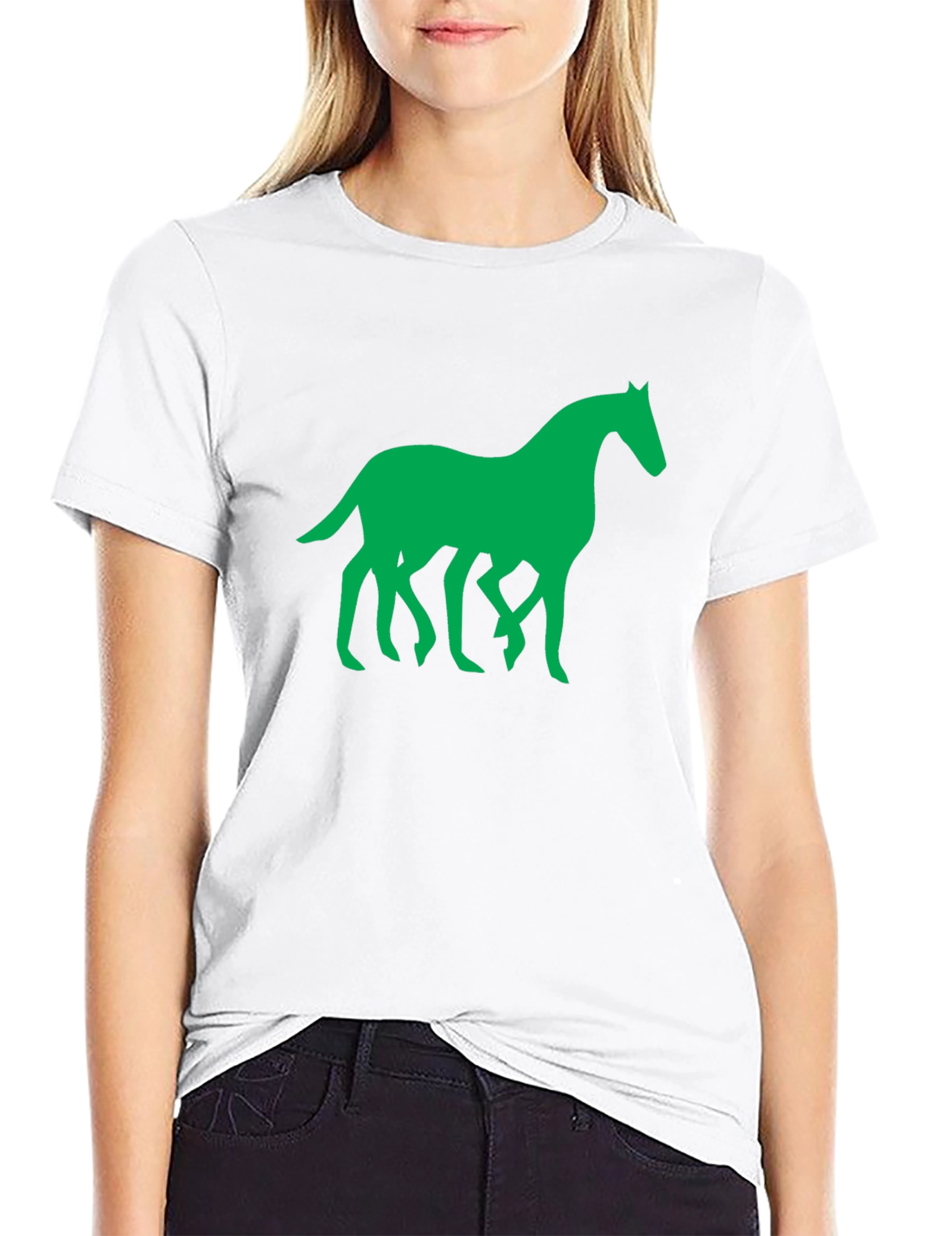 Green Horse Graphic Black T-Shirt