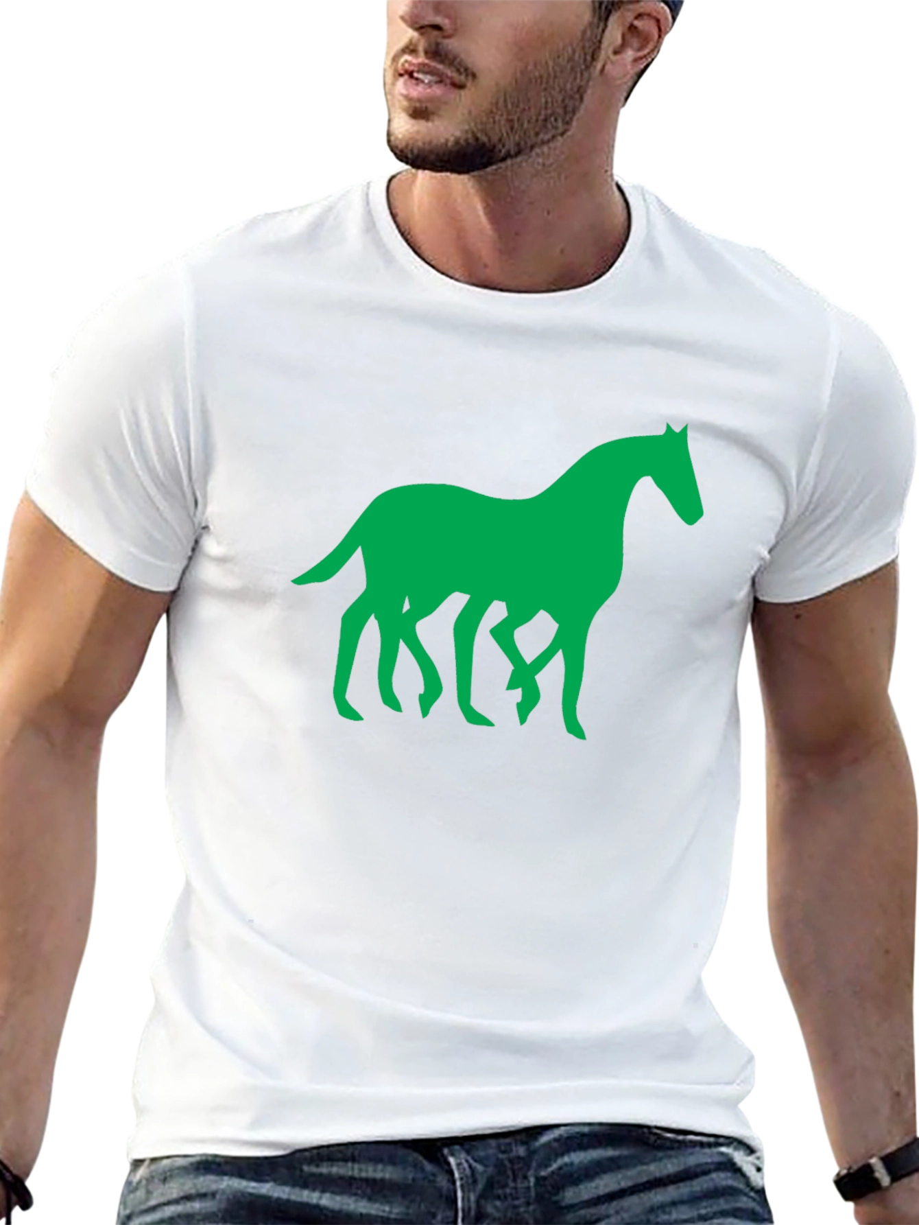 Green Horse Graphic Black T-Shirt