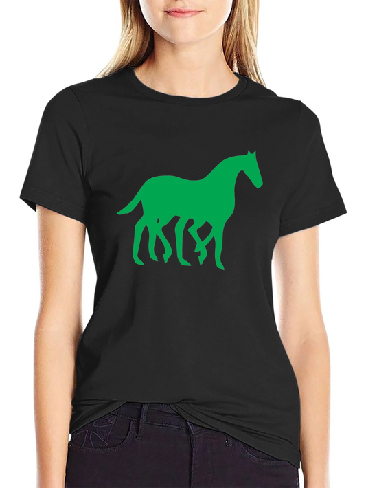 Green Horse Graphic Black T-Shirt