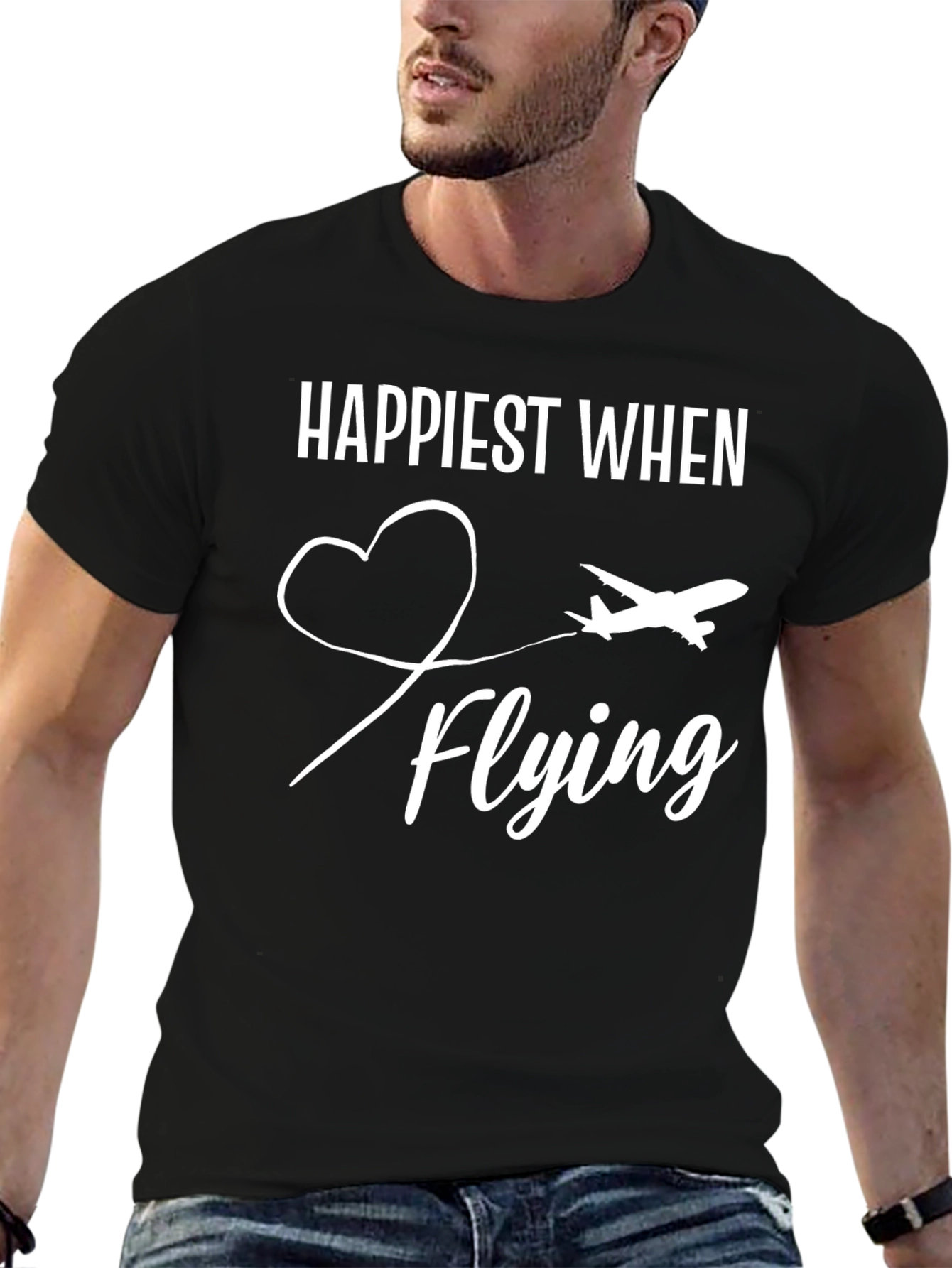 Happiest When Flying T-Shirt | Airplane Heart Tee