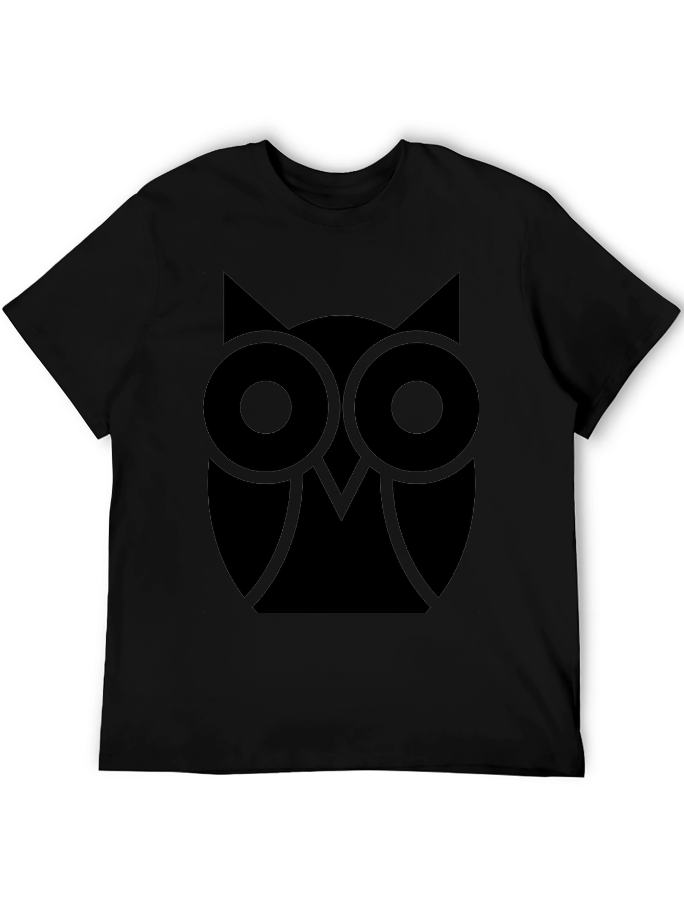 Abstract Owl Graphic Tee - Classic Black Cotton T-Shirt