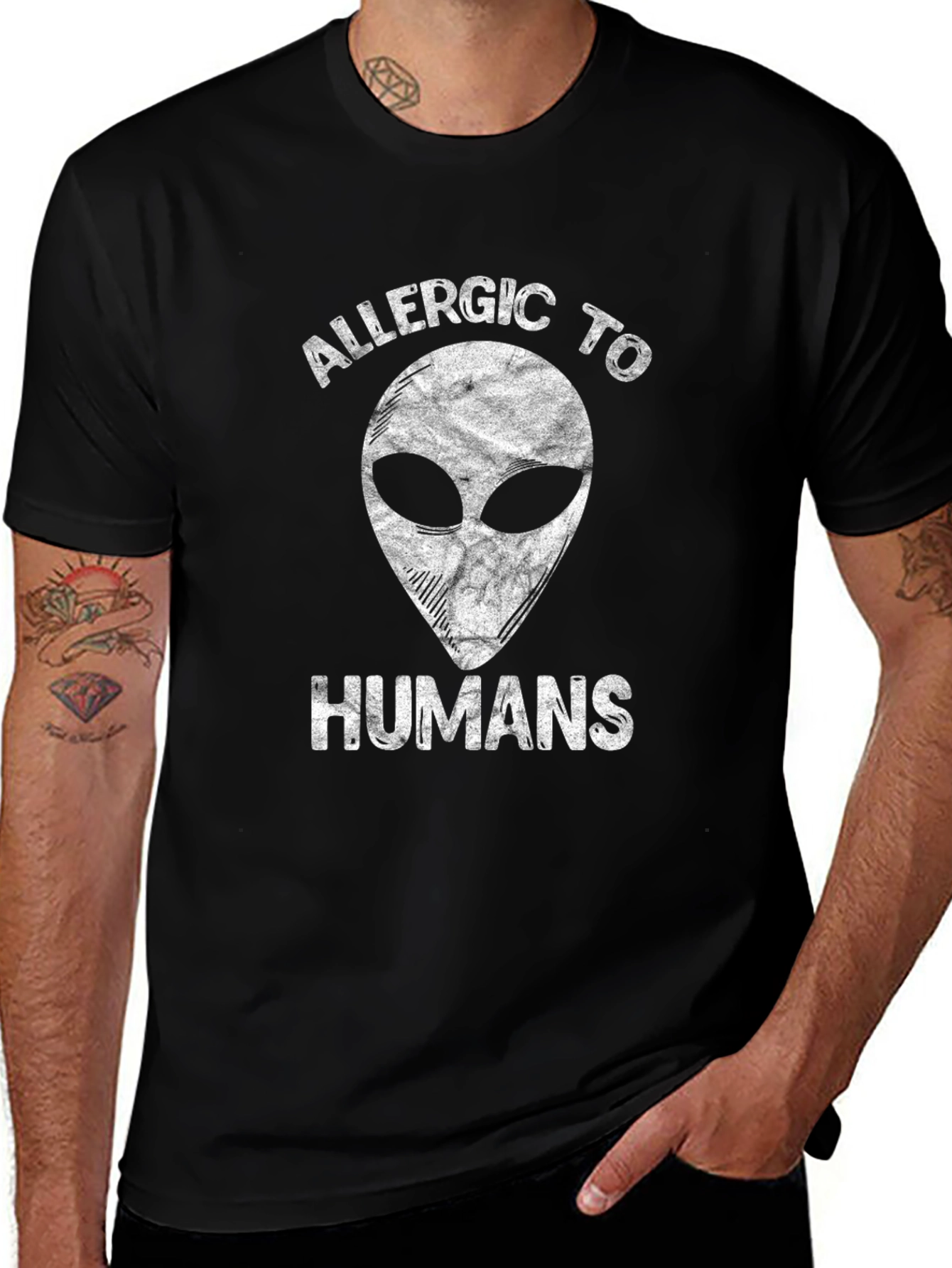 Allergic to Humans Alien Graphic T-Shirt