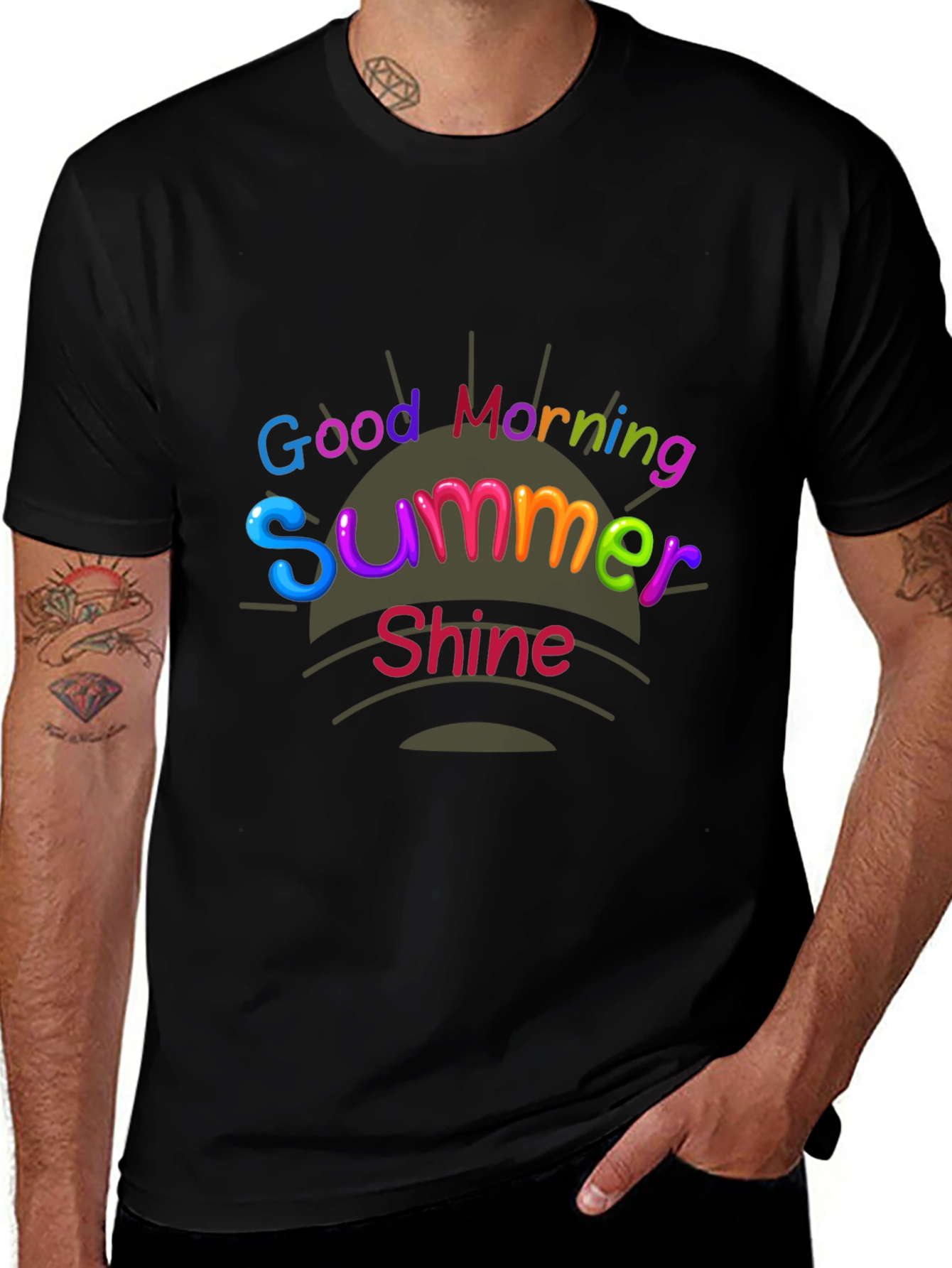 Good Morning Summer Shine Black Graphic Tee
