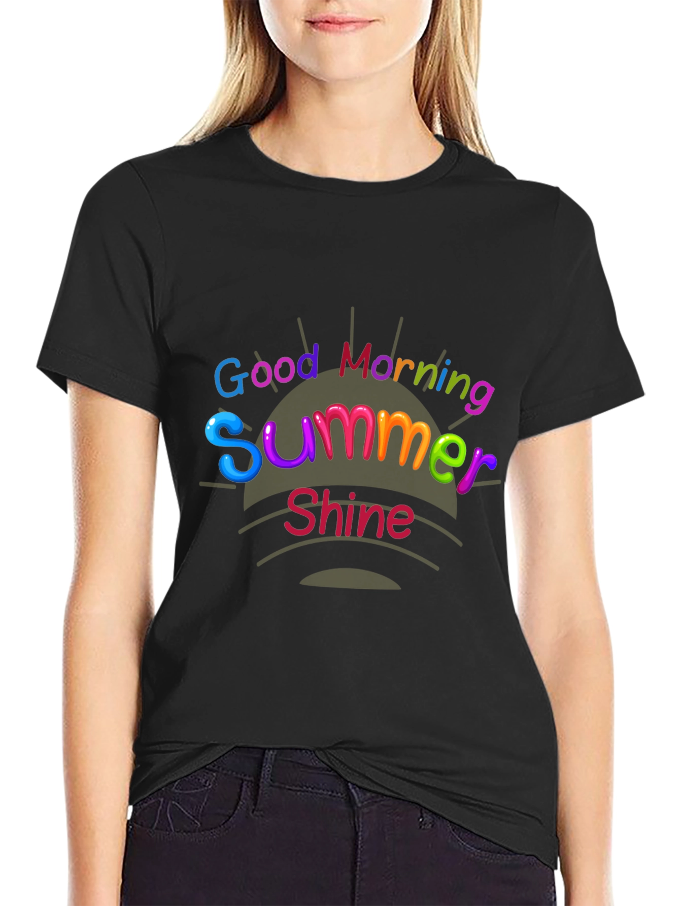 Good Morning Summer Shine Black Graphic Tee