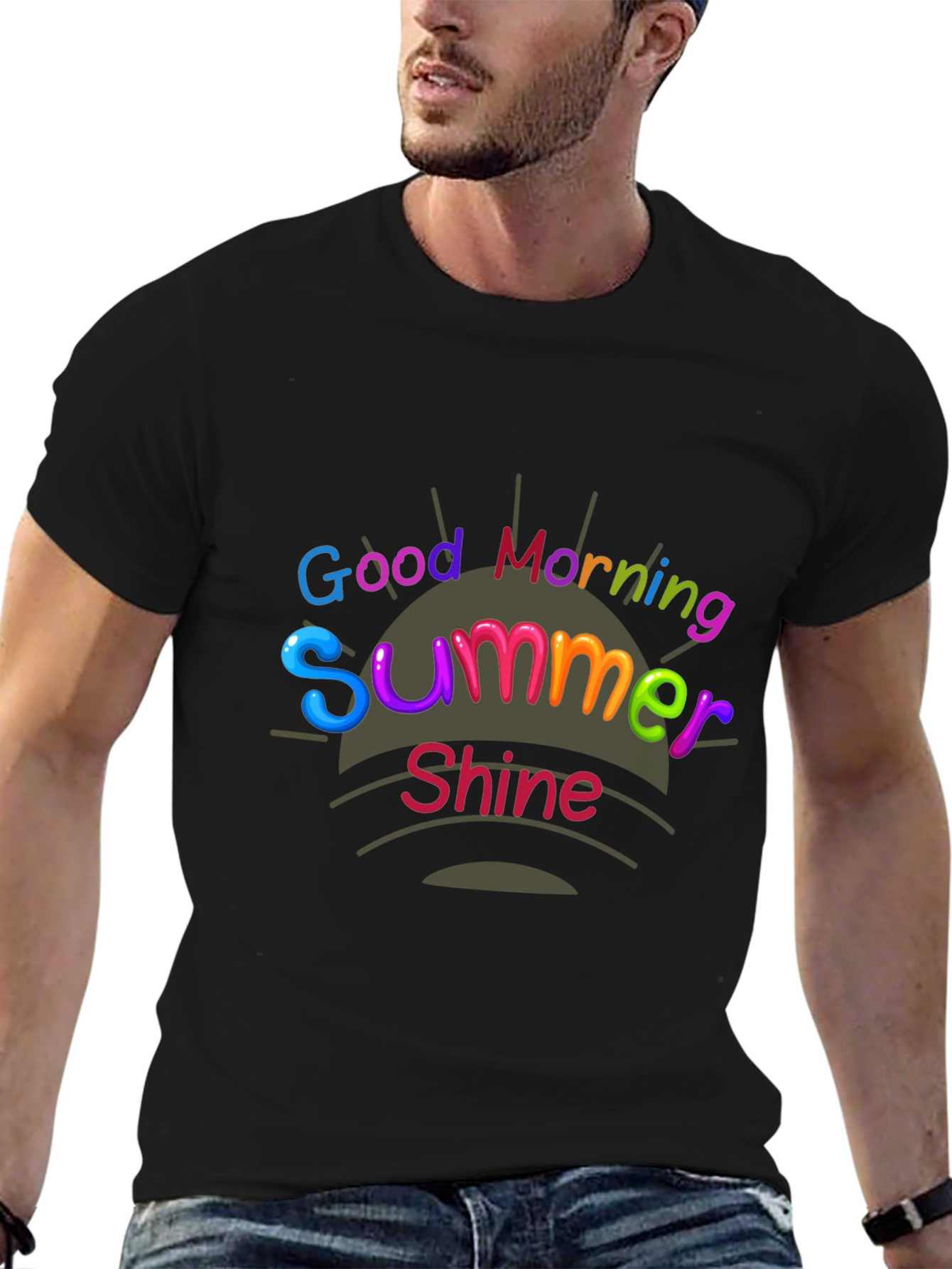 Good Morning Summer Shine Black Graphic Tee