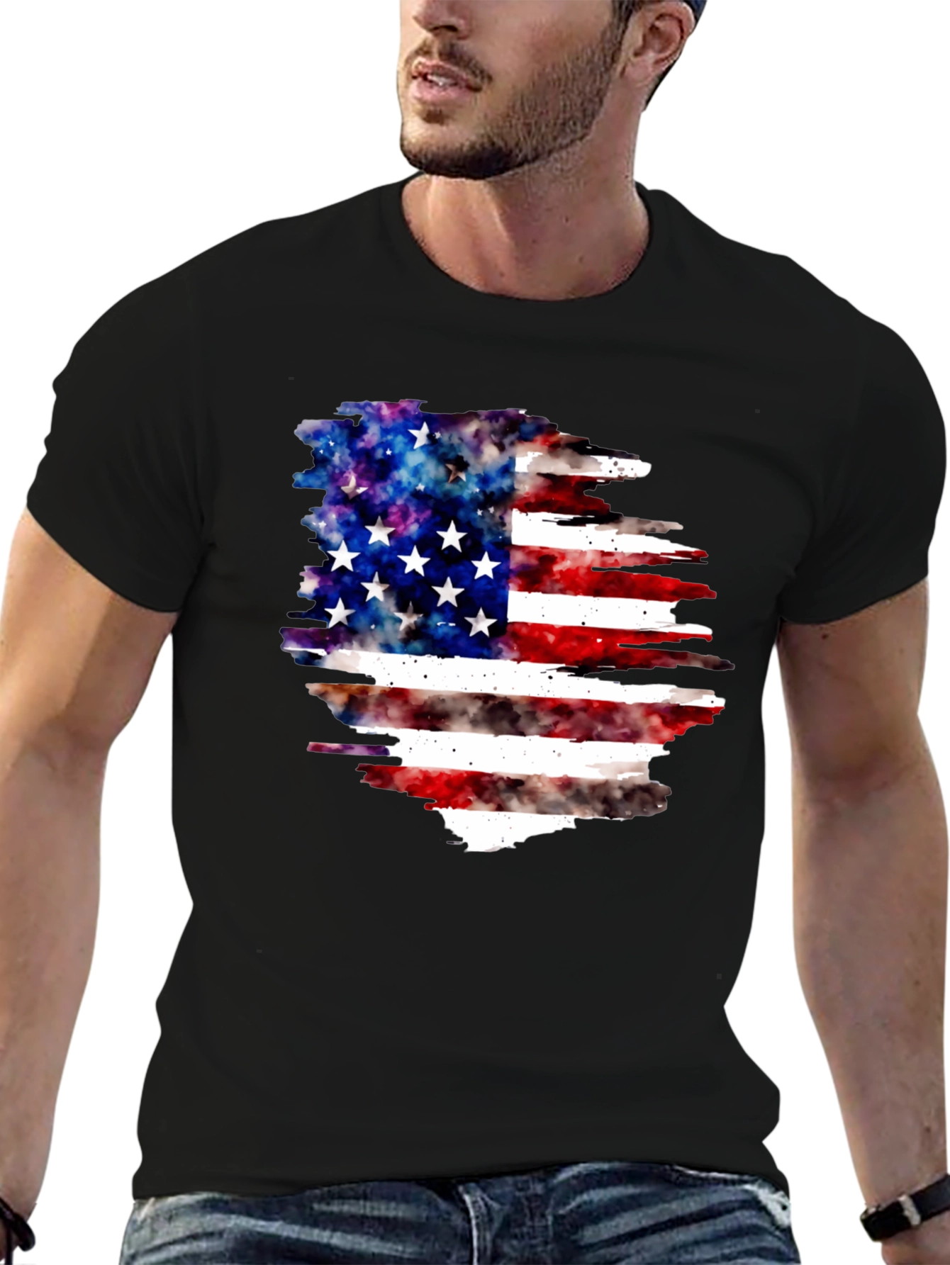 American Flag Galaxy T-Shirt Patriotic USA Tee