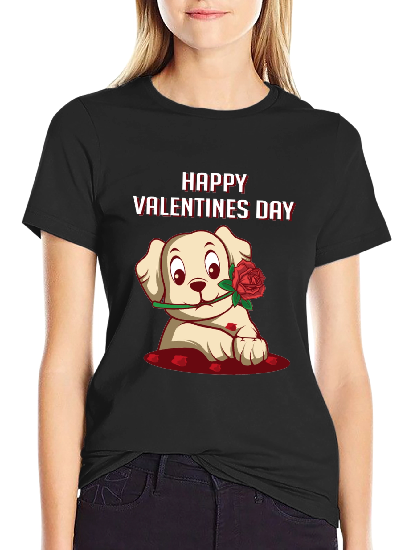 Happy Valentines Day Puppy Graphic Tee