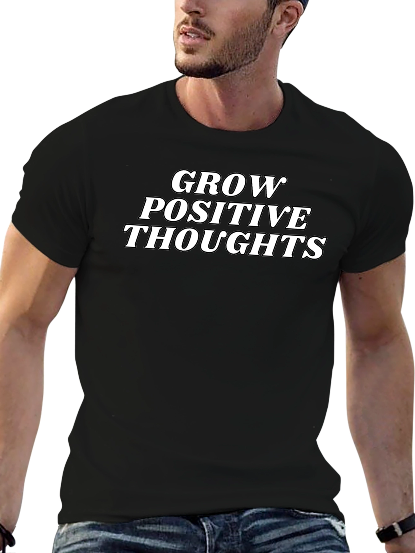 Grow Positive Thoughts Black T-Shirt