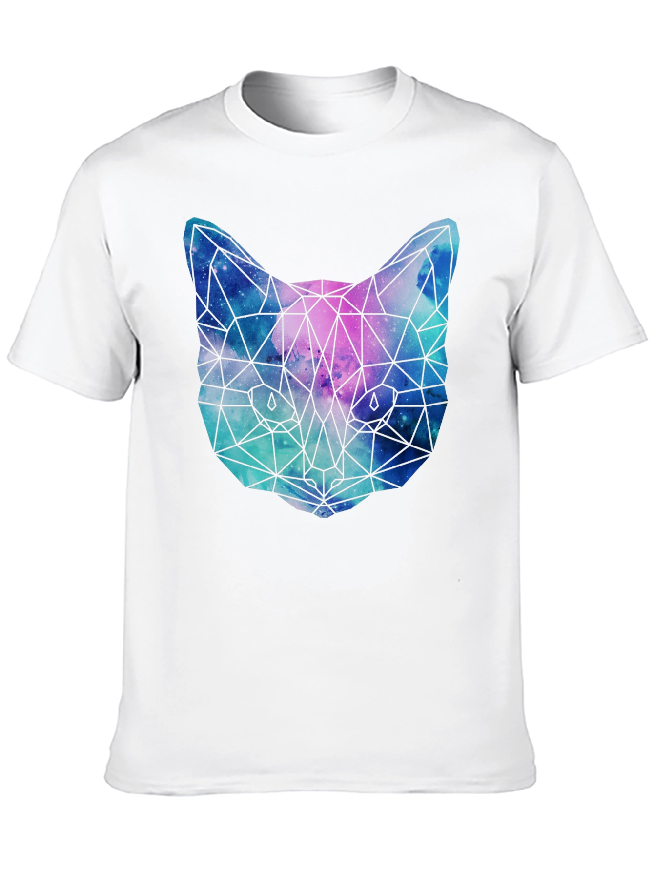 Geometric Galaxy Cat T-Shirt - Unisex Black Tee