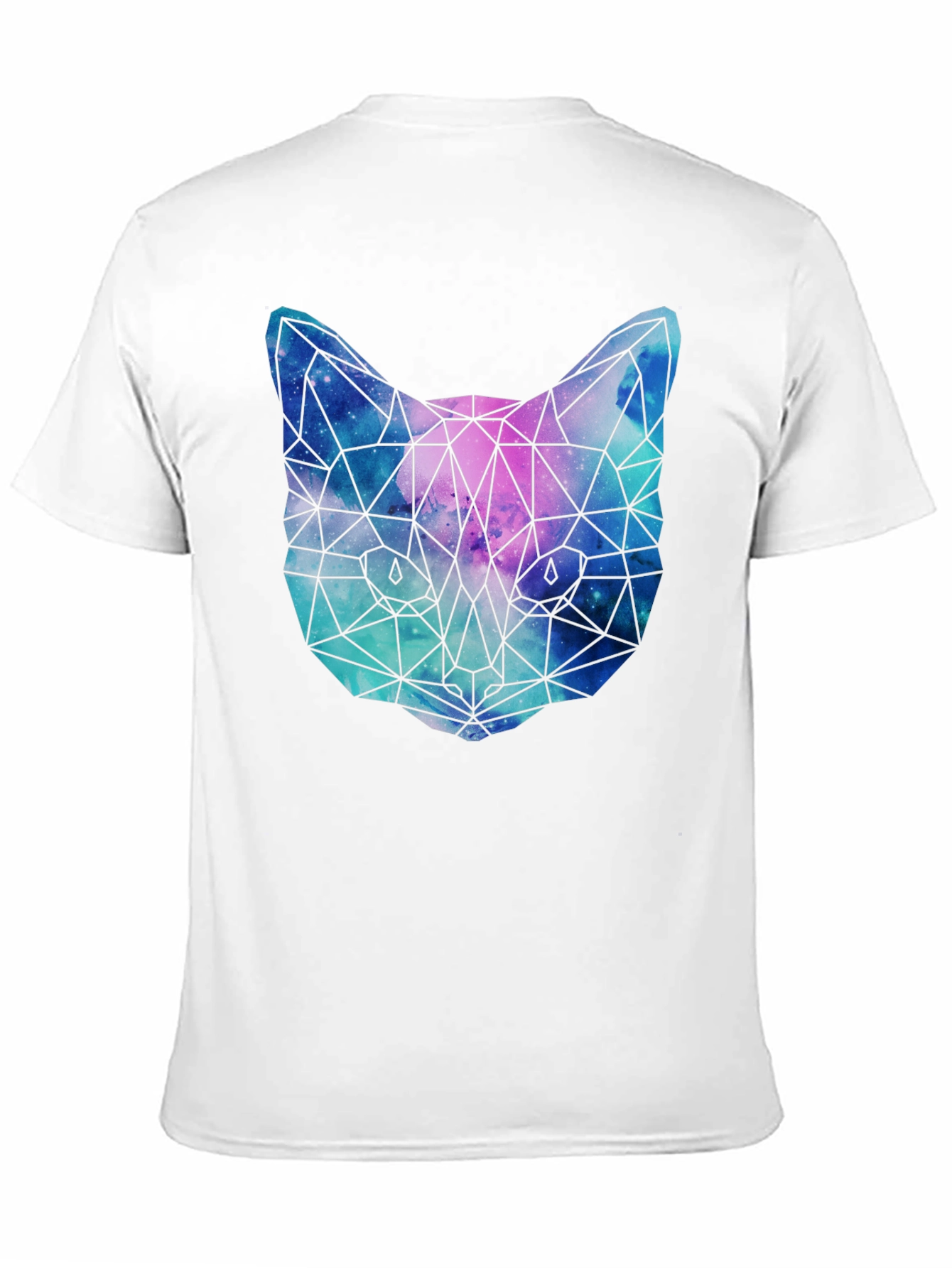 Geometric Galaxy Cat T-Shirt - Unisex Black Tee