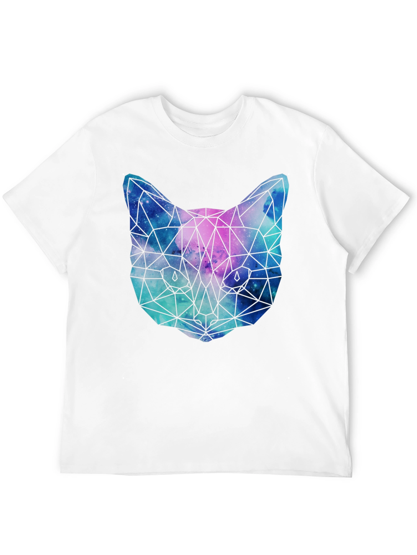Geometric Galaxy Cat T-Shirt - Unisex Black Tee