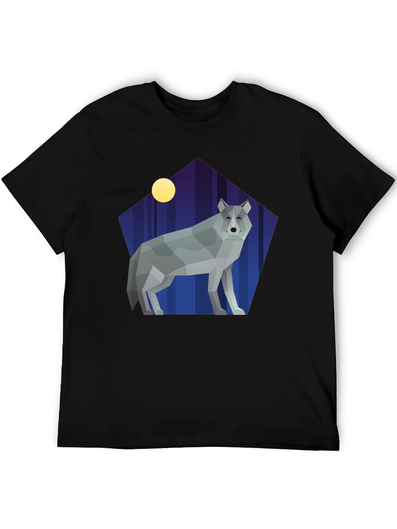 Geometric Wolf Graphic Tee - Stylish Black Shirt