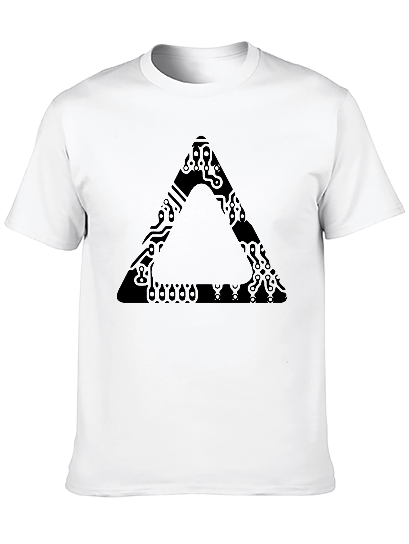 Abstract Triangle Graphic Print Black T-Shirt