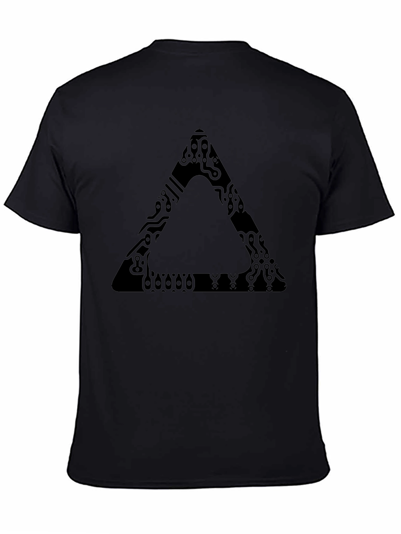 Abstract Triangle Graphic Print Black T-Shirt
