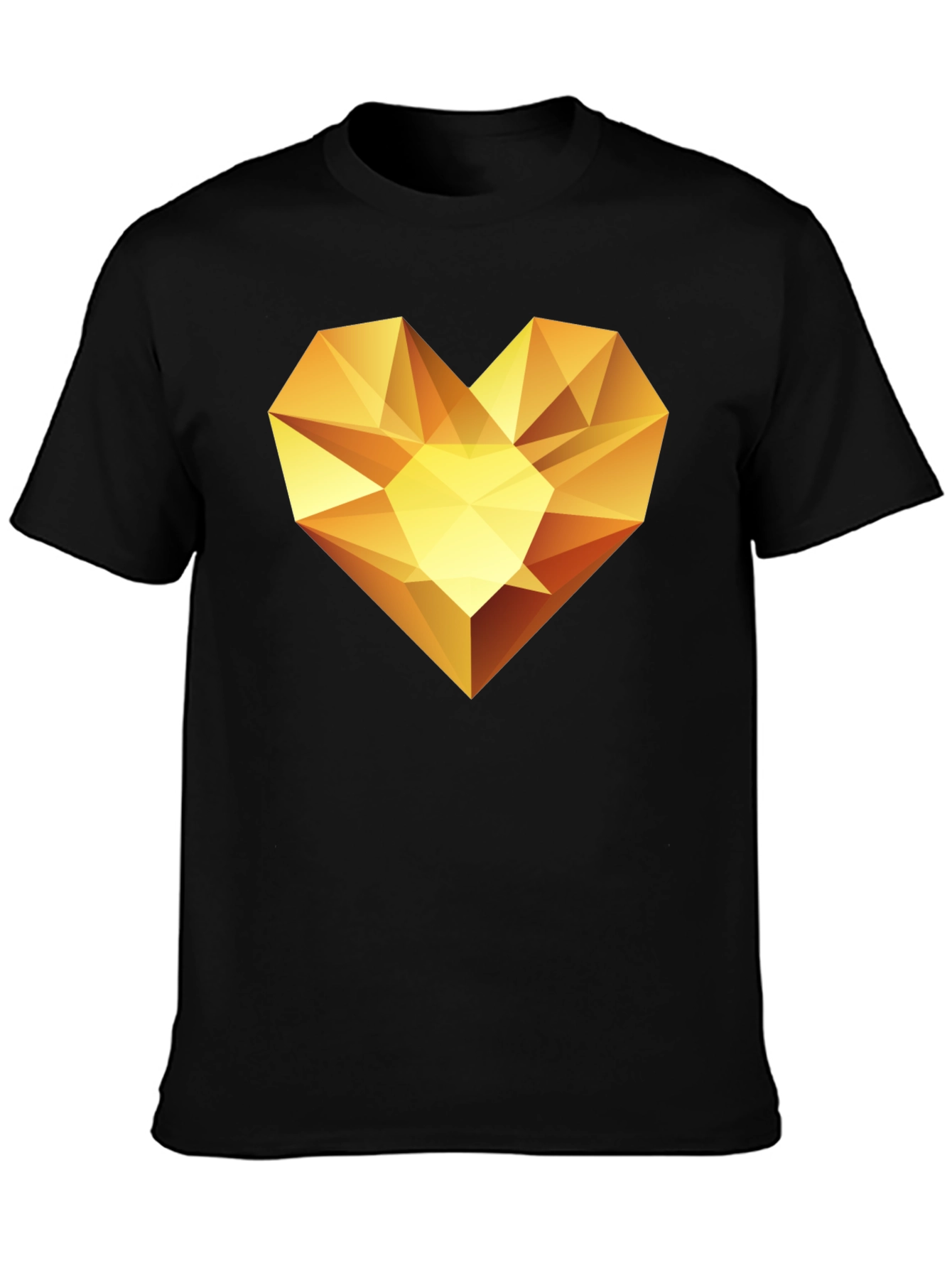 Geometric Gold Heart Graphic Tee - Modern Style