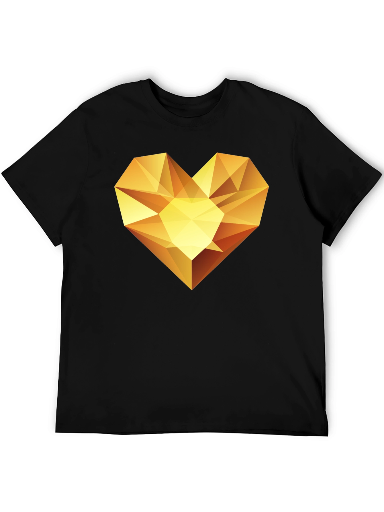 Geometric Gold Heart Graphic Tee - Modern Style