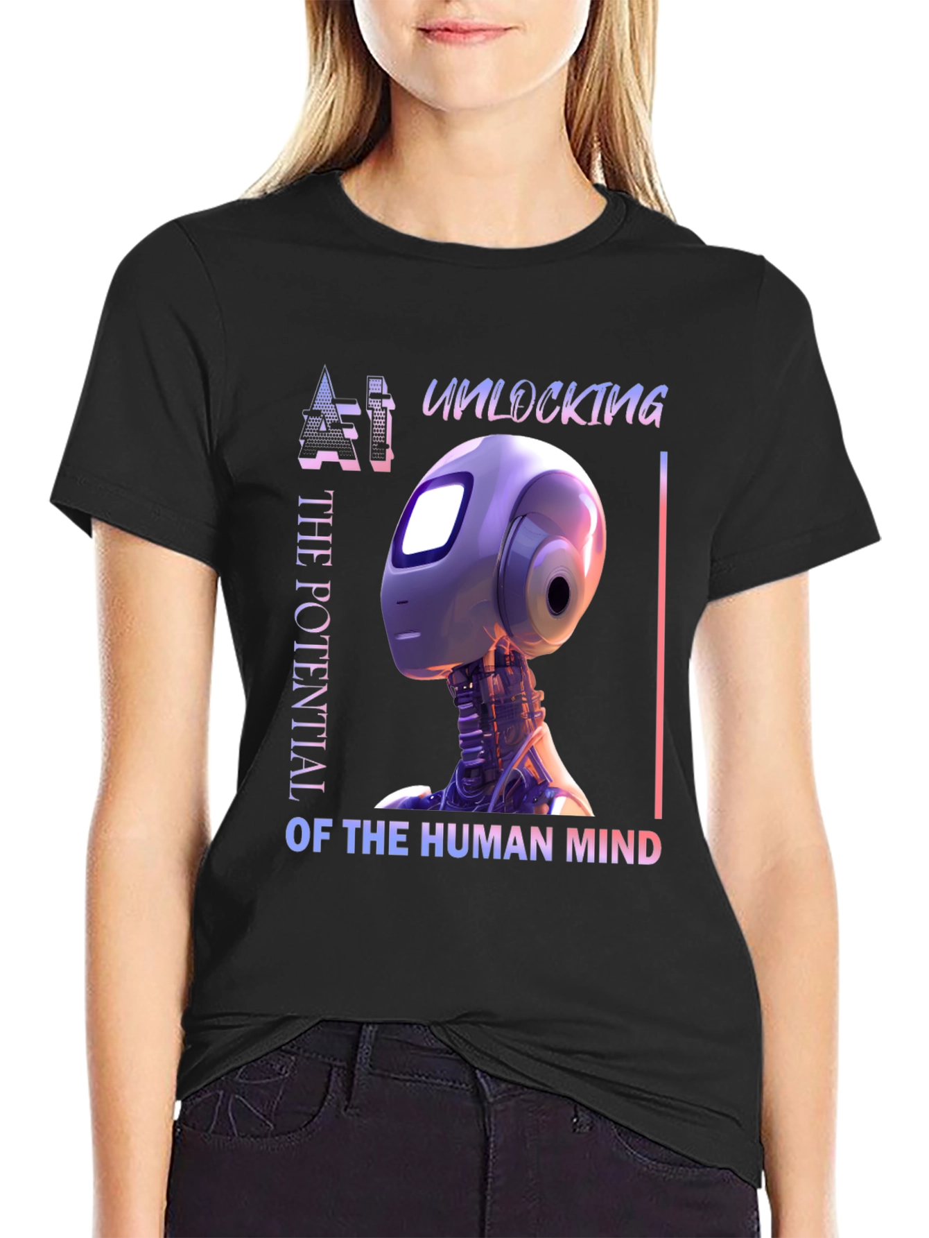 AI Mind Potential T-Shirt - Futuristic Robot Design