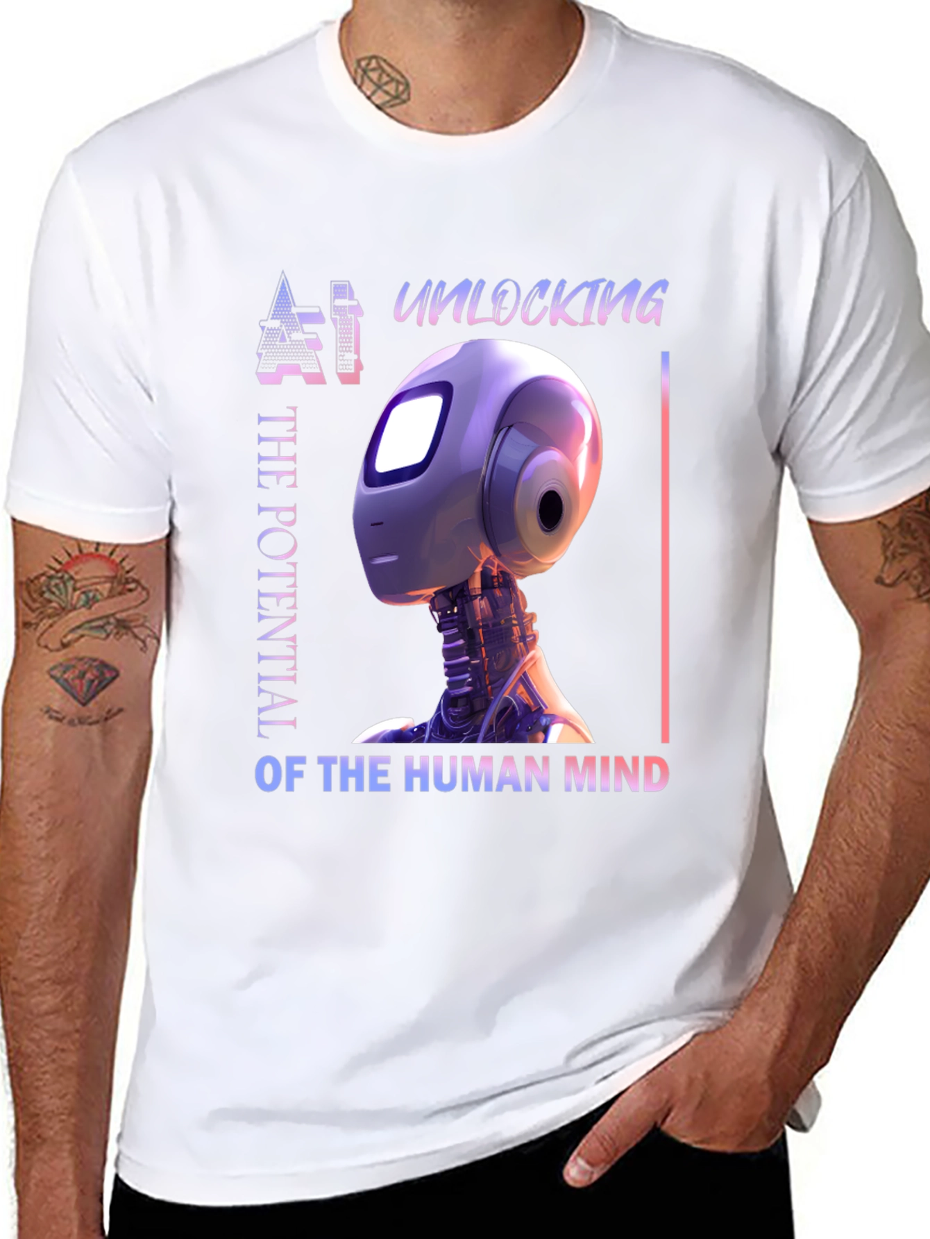AI Mind Potential T-Shirt - Futuristic Robot Design