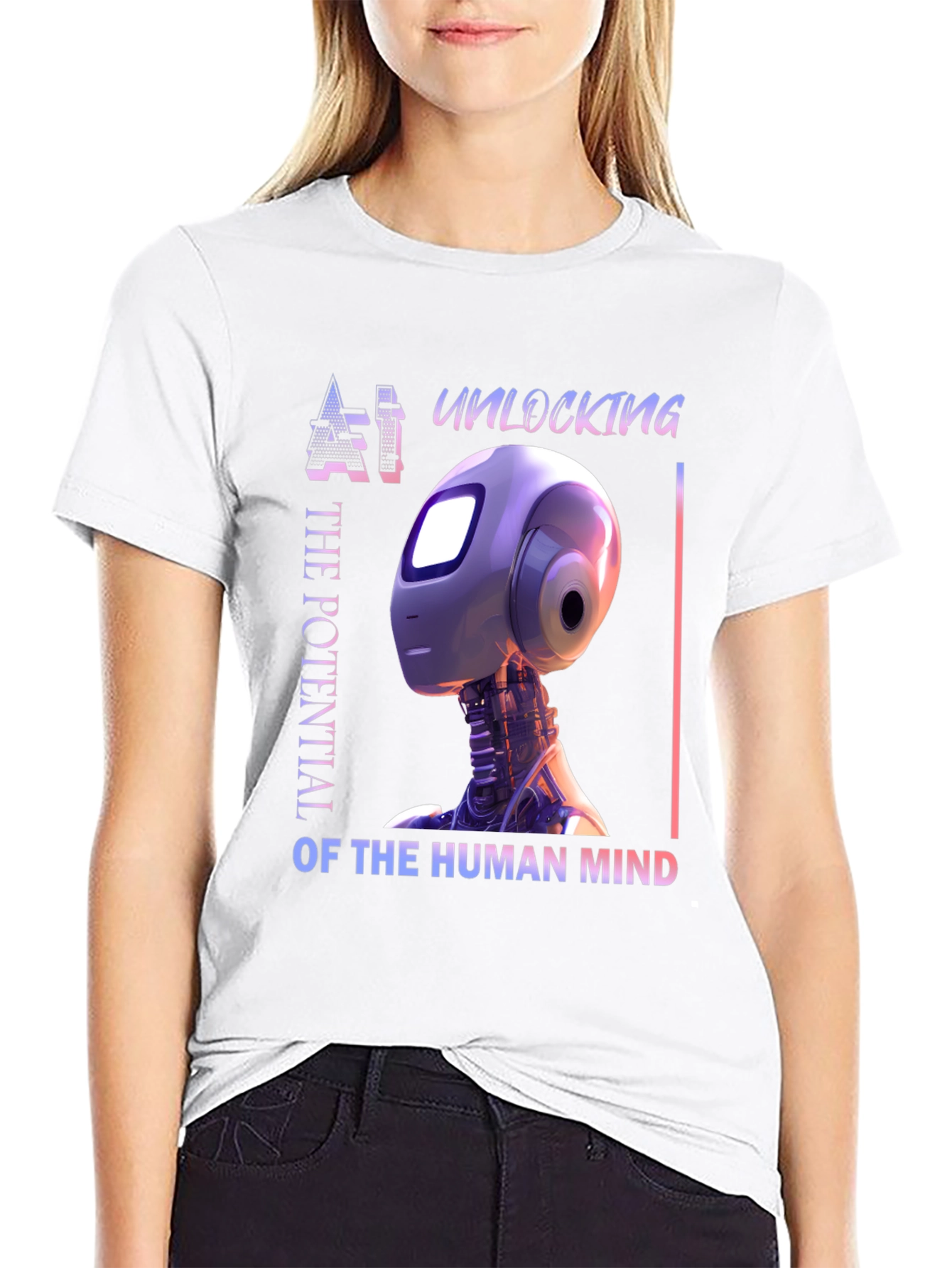 AI Mind Potential T-Shirt - Futuristic Robot Design