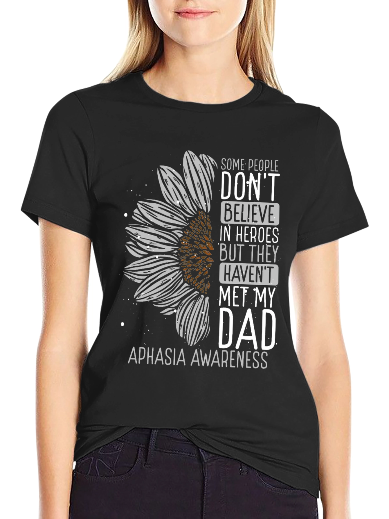 Aphasia Awareness Sunflower Dad T-Shirt