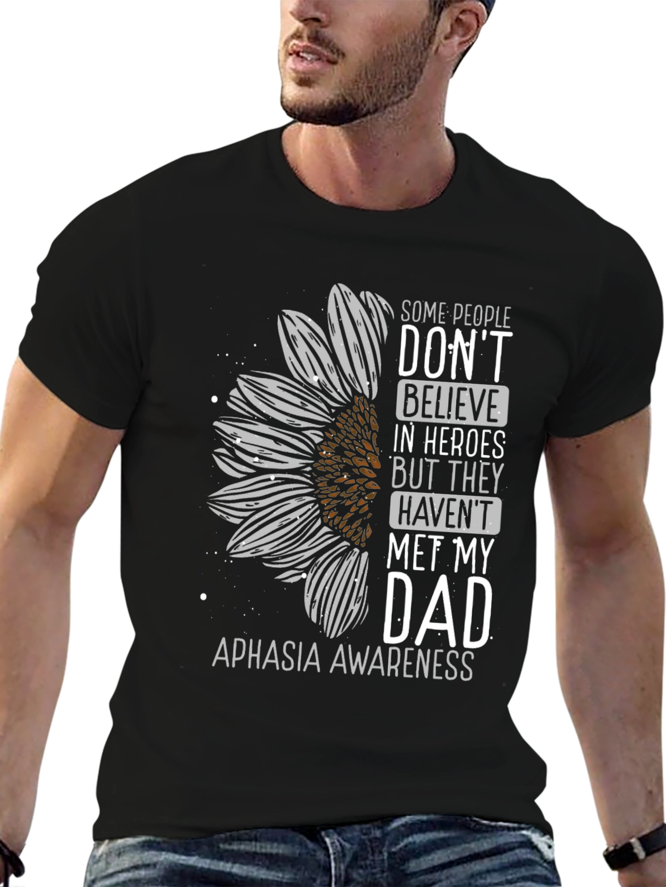 Aphasia Awareness Sunflower Dad T-Shirt
