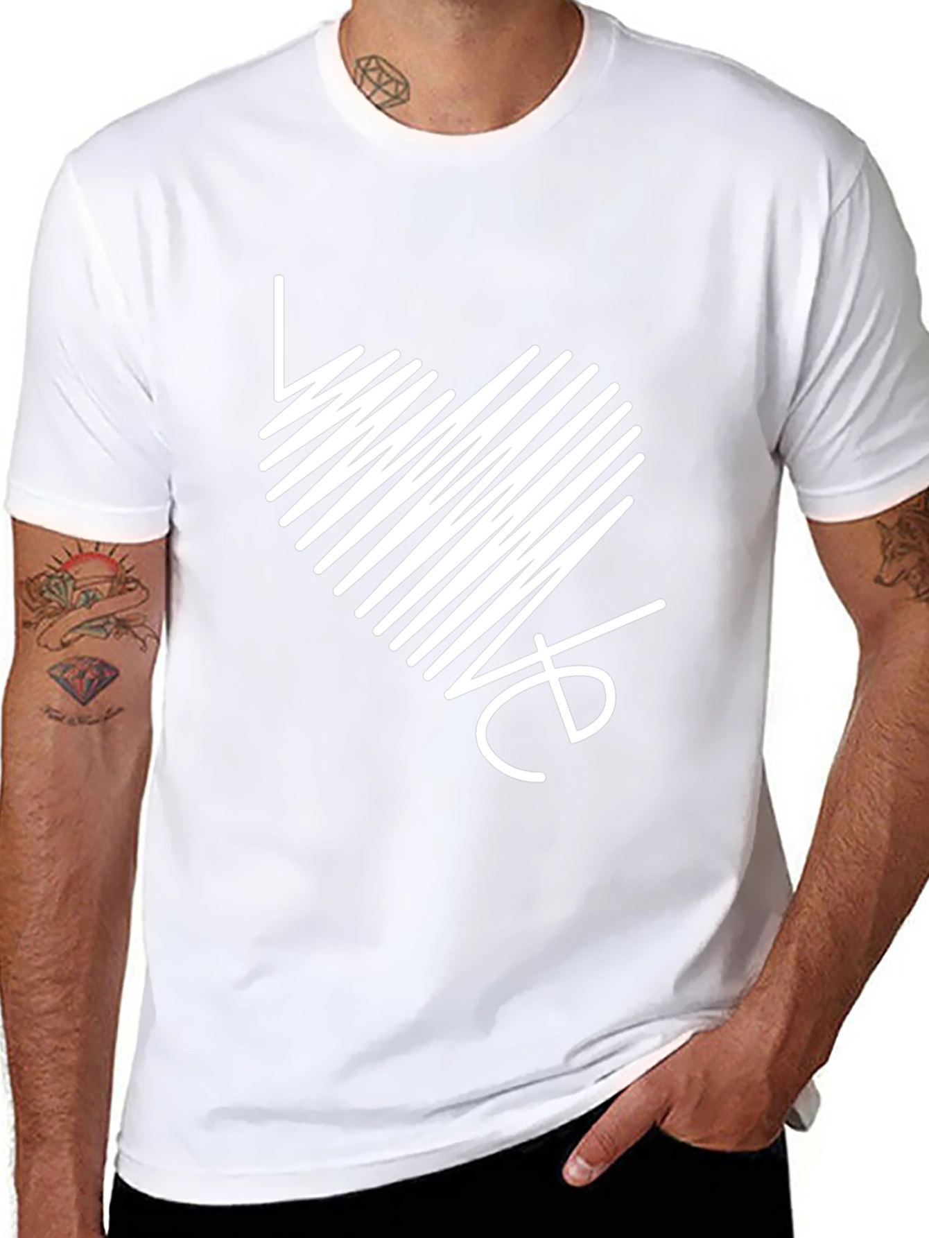 Heart Line Art Graphic T-Shirt - Modern Casual Tee