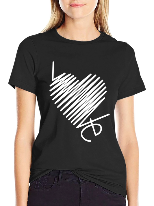 Heart Line Art Graphic T-Shirt - Modern Casual Tee