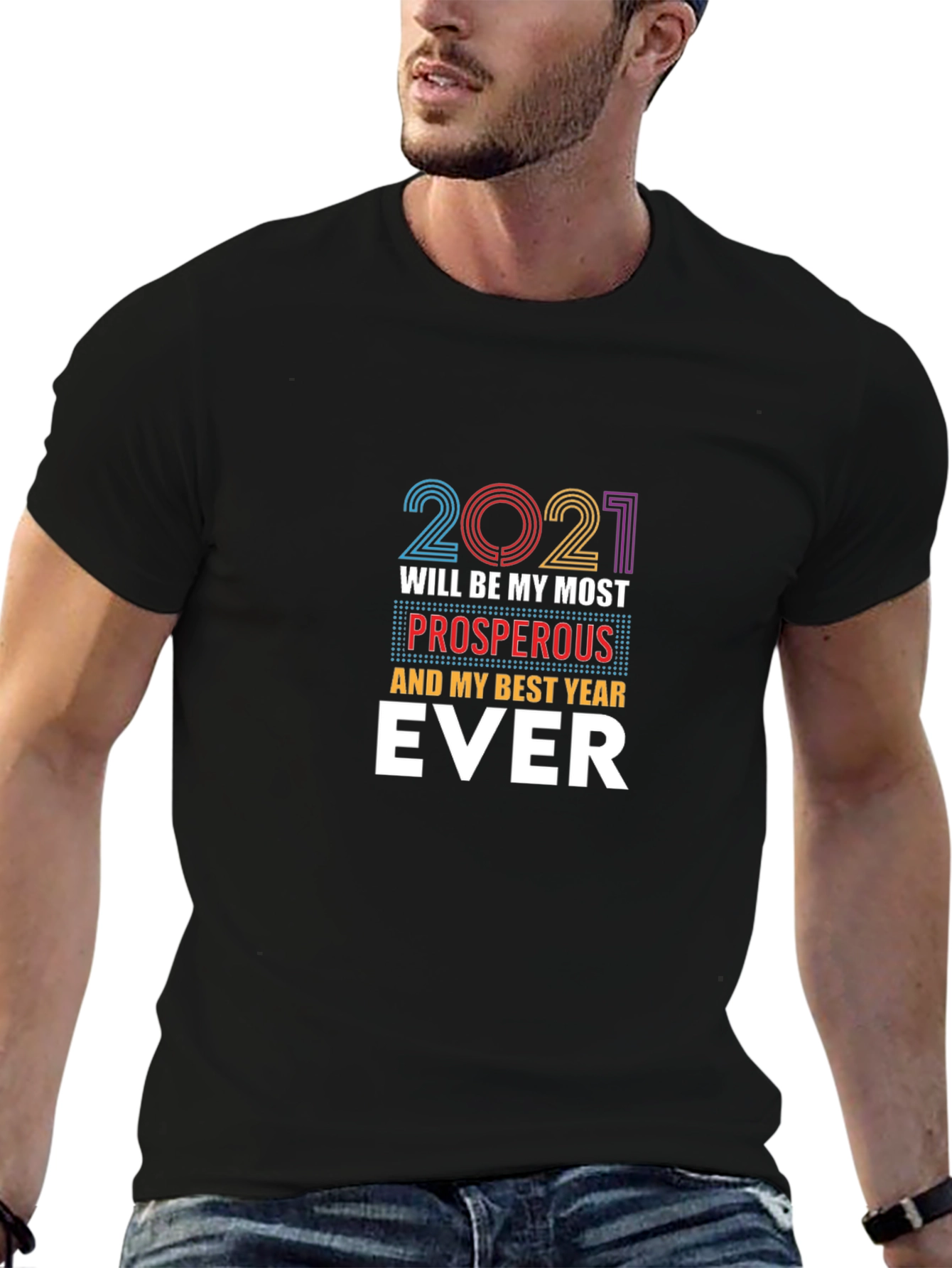 2021 Prosperous Year Black Graphic Tee