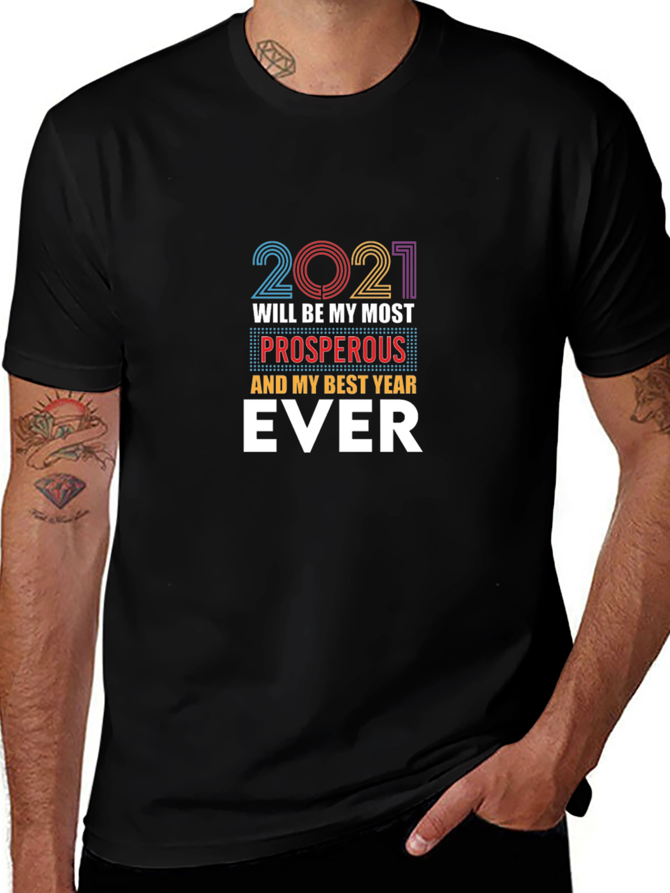 2021 Prosperous Year Black Graphic Tee