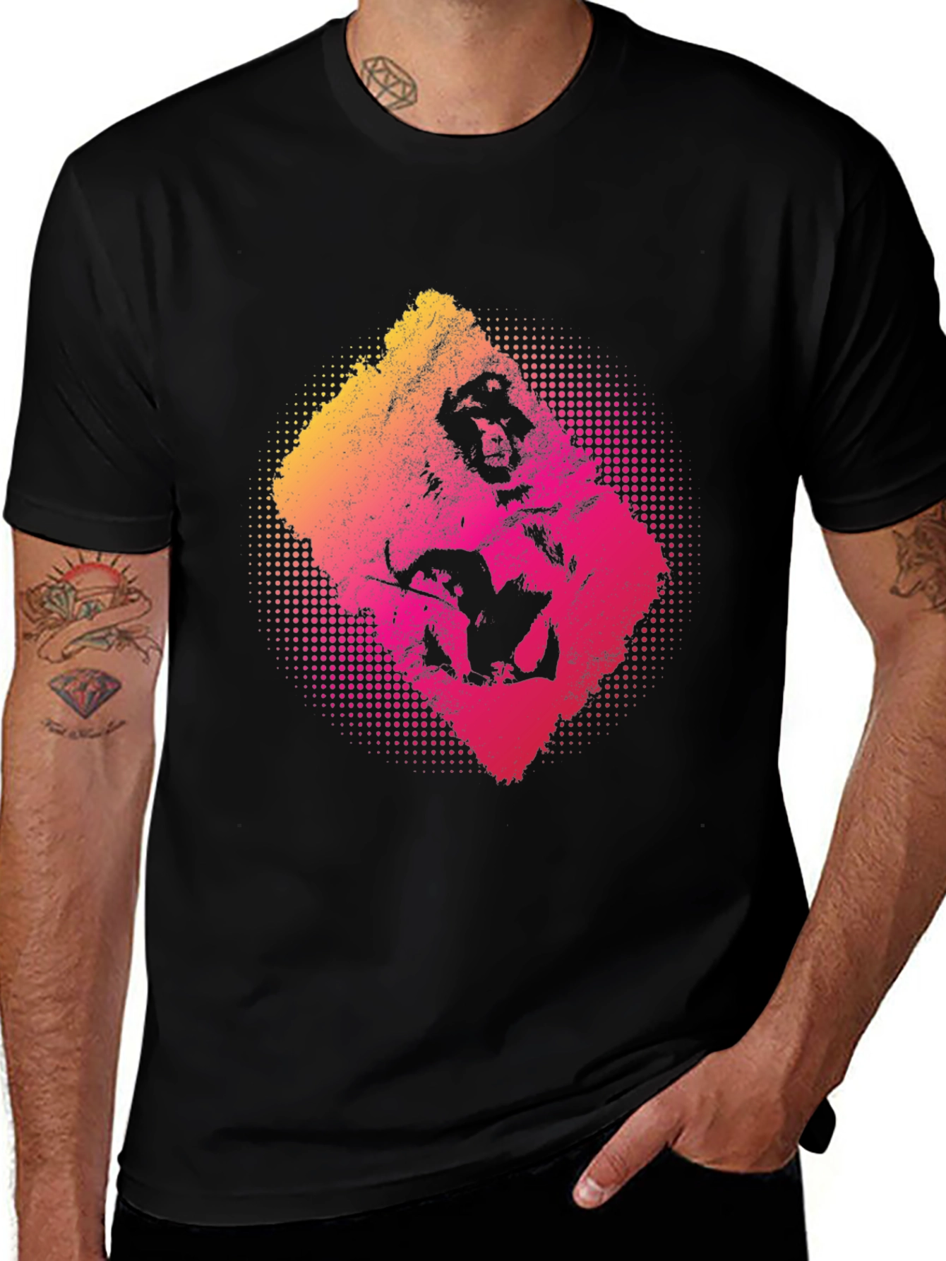 Graphic Print T-Shirt - Mens Black Tee
