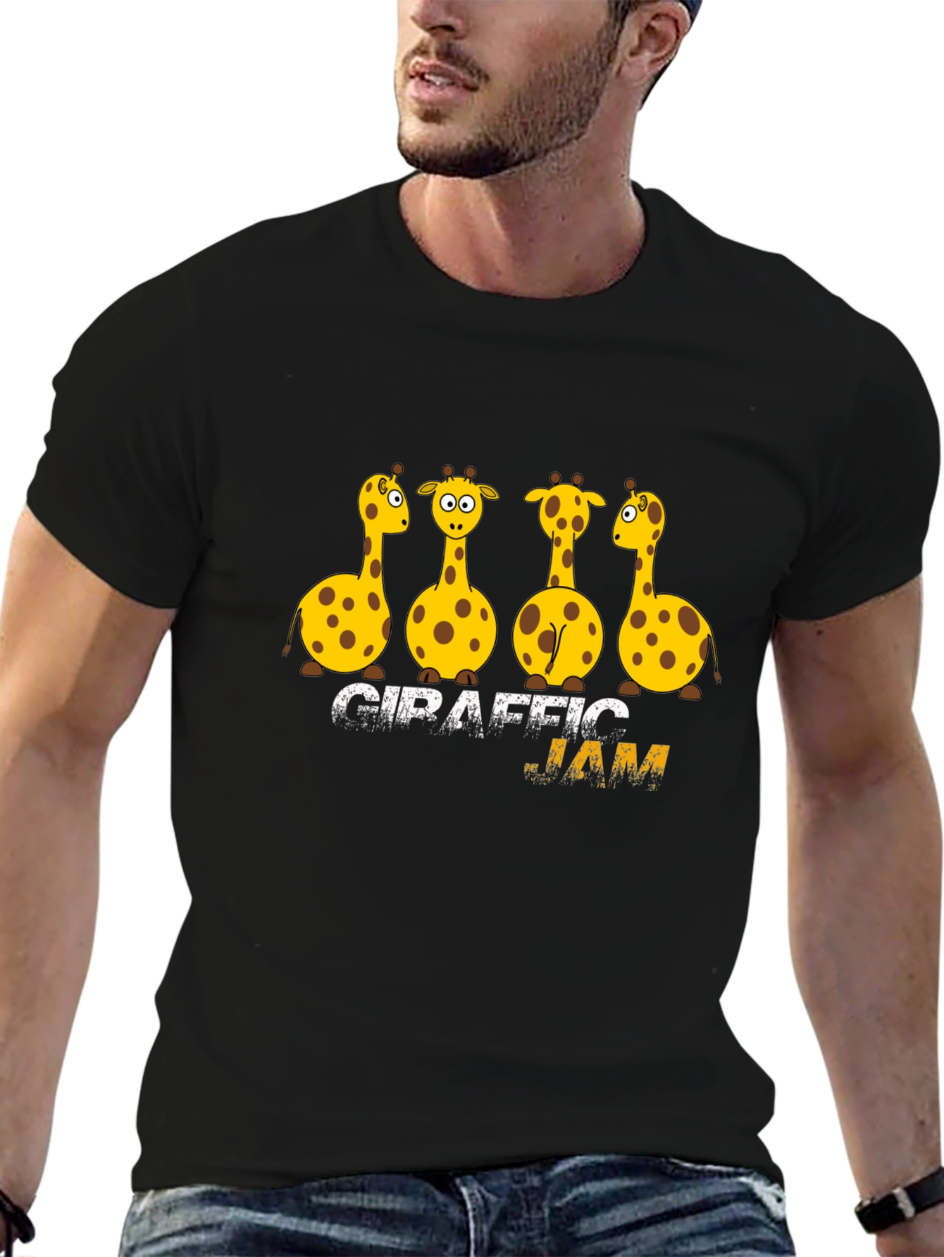 Giraffe Jam Graphic Black T-Shirt