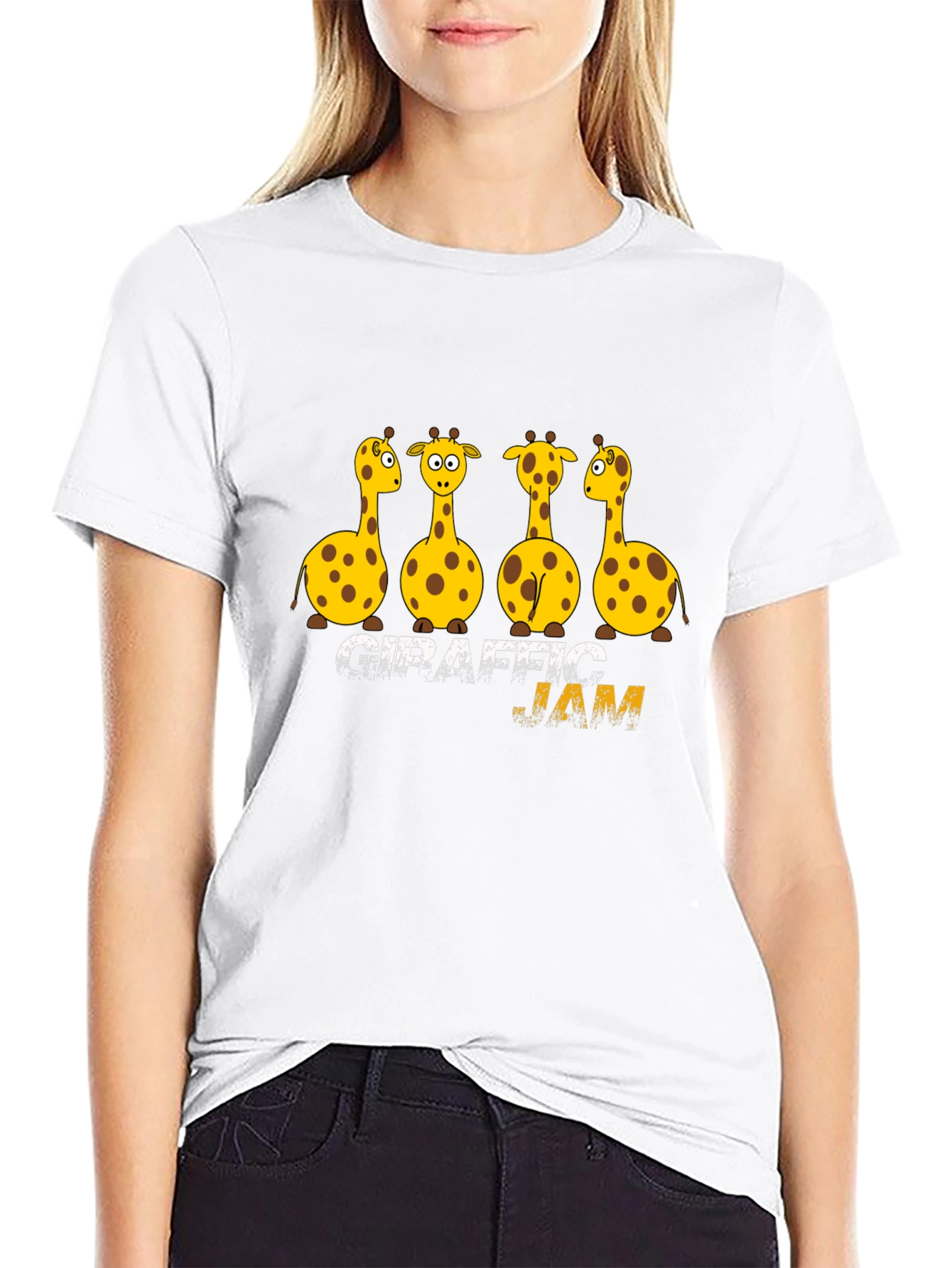 Giraffe Jam Graphic Black T-Shirt