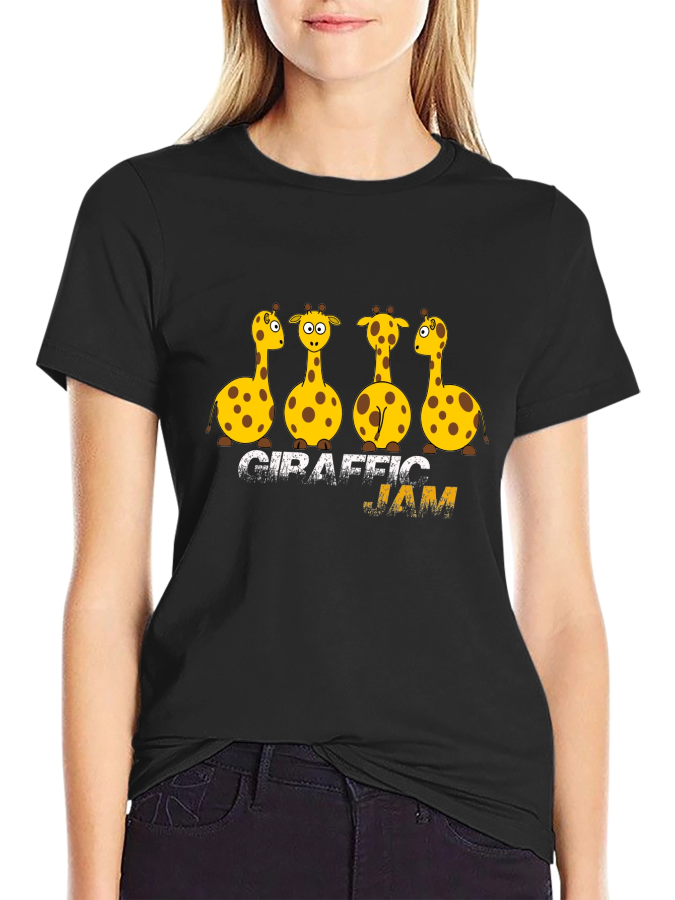 Giraffe Jam Graphic Black T-Shirt