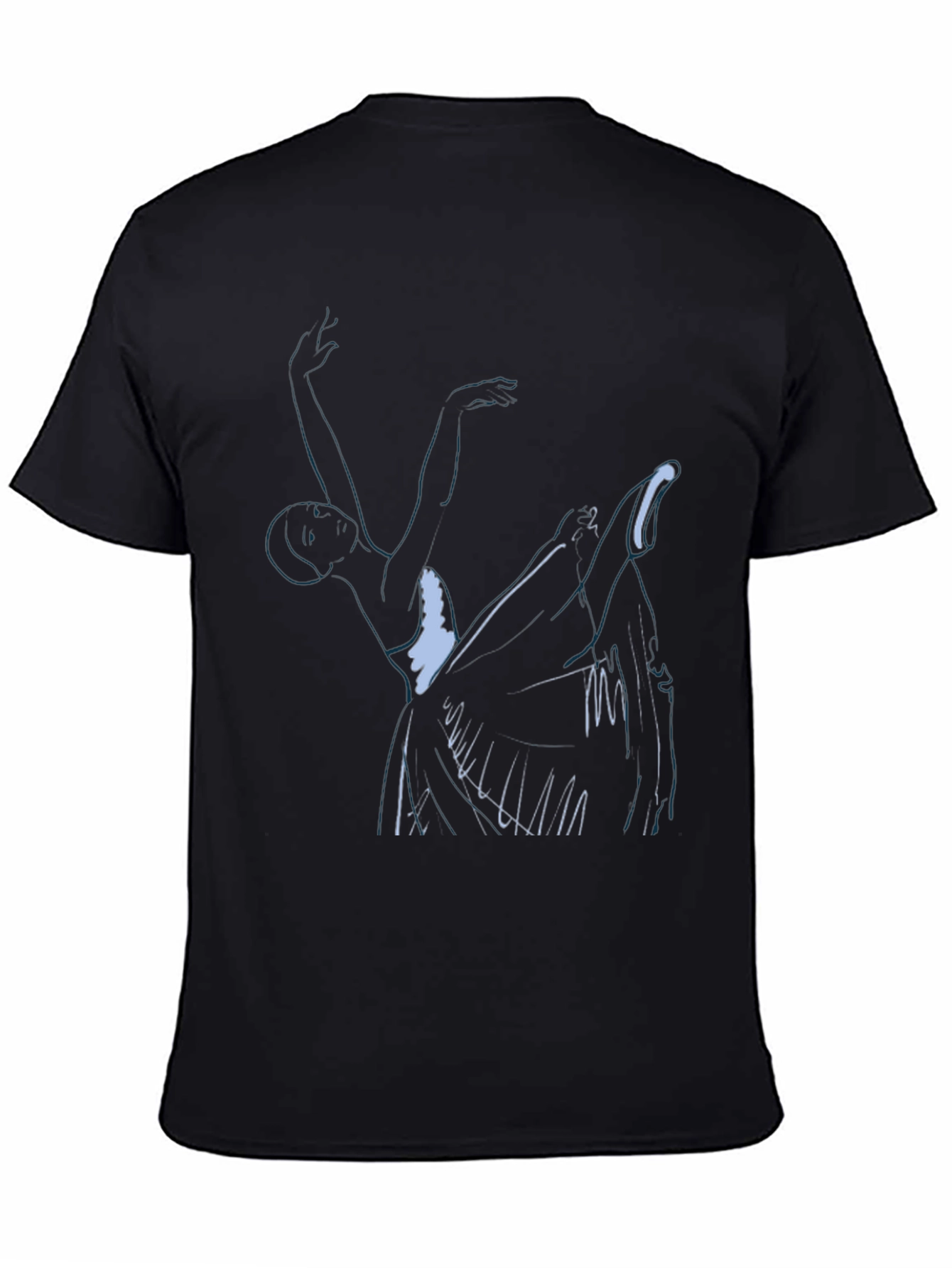 Abstract Dancer Graphic Print Black T-Shirt
