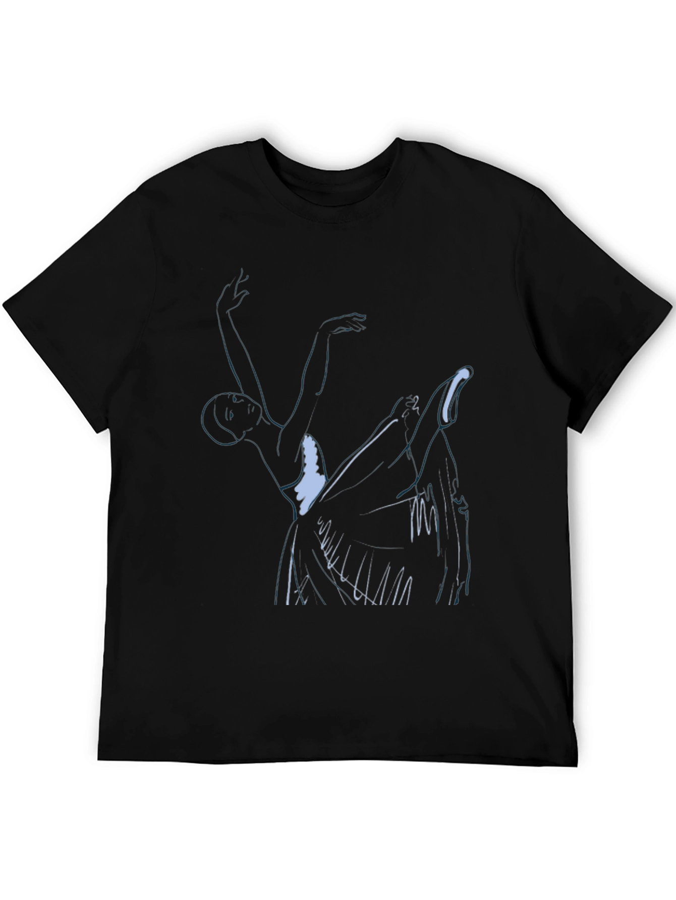 Abstract Dancer Graphic Print Black T-Shirt