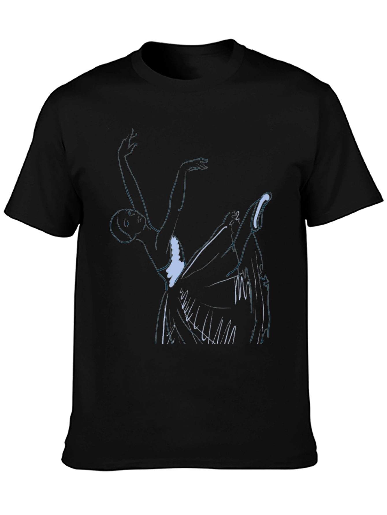 Abstract Dancer Graphic Print Black T-Shirt
