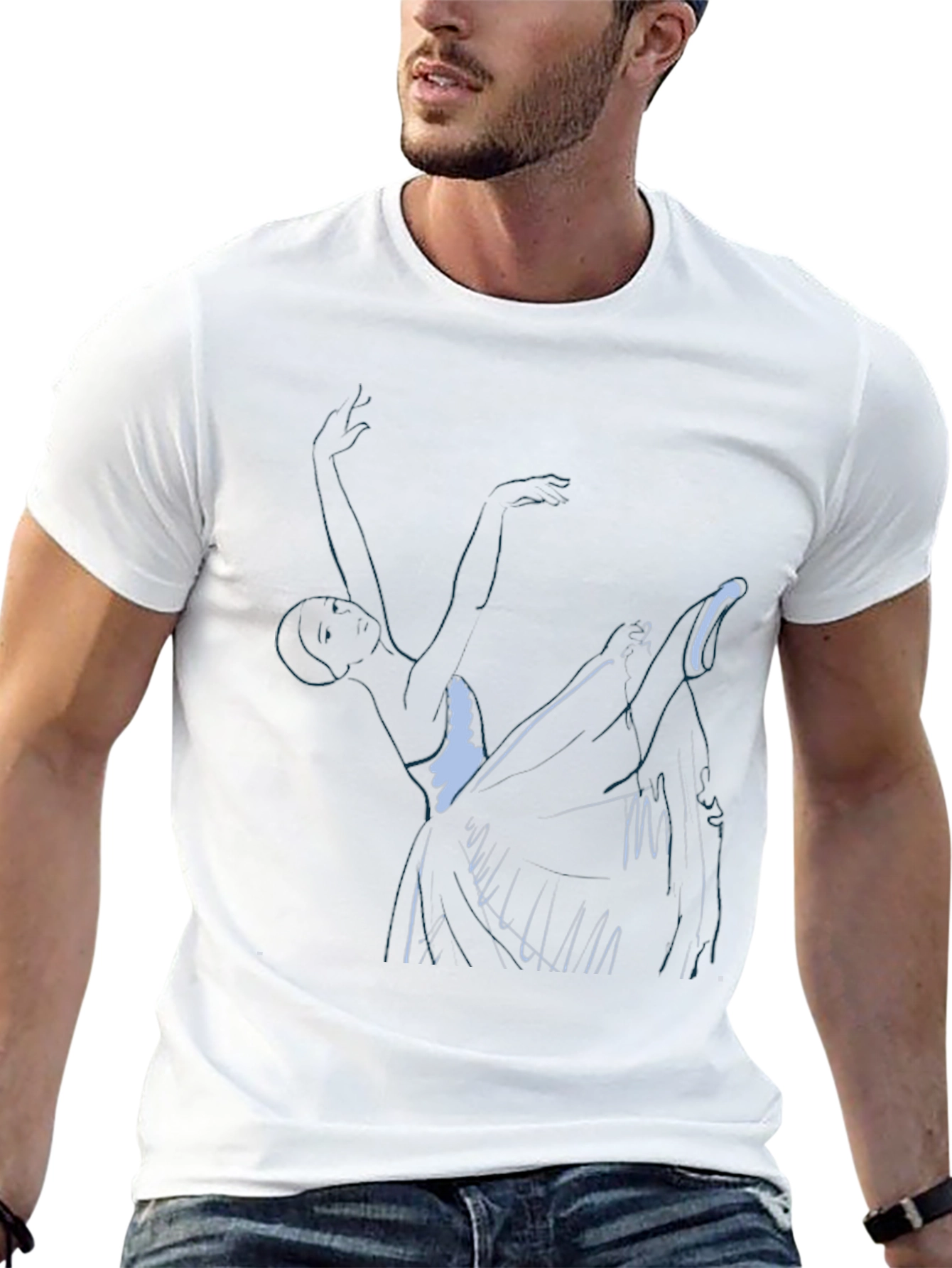Abstract Dancer Graphic Print Black T-Shirt