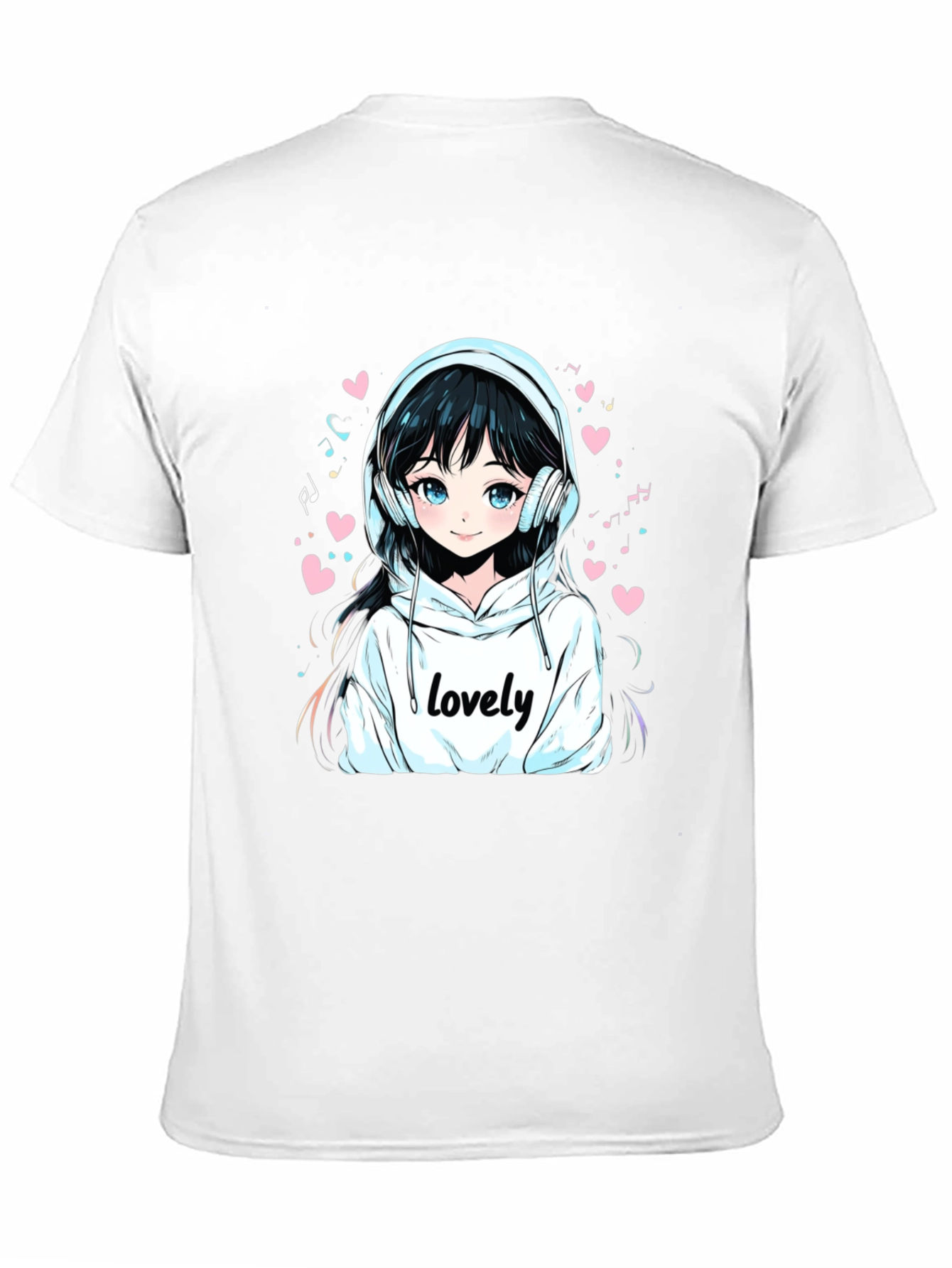 Anime Girl Lovely Graphic Black T-Shirt