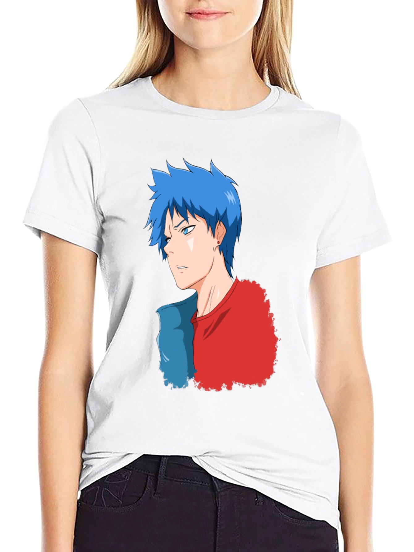 Anime Manga Blue Red T-Shirt